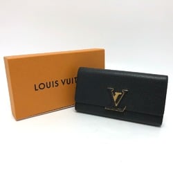 Louis Vuitton M61248 LV logo Bifold Long Wallet Black GoldHardware