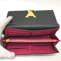 Louis Vuitton M61248 LV logo Bifold Long Wallet Black GoldHardware