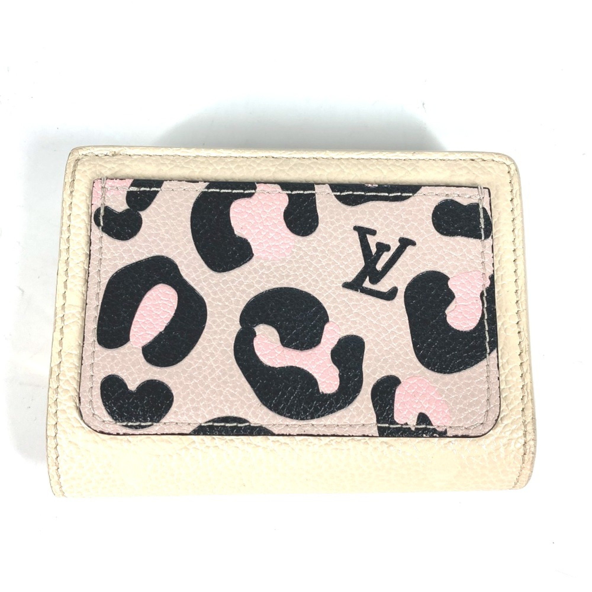 Louis Vuitton M80754 MonogramEmpreinte wild at heart leopard leopard Folded wallet claim Beige