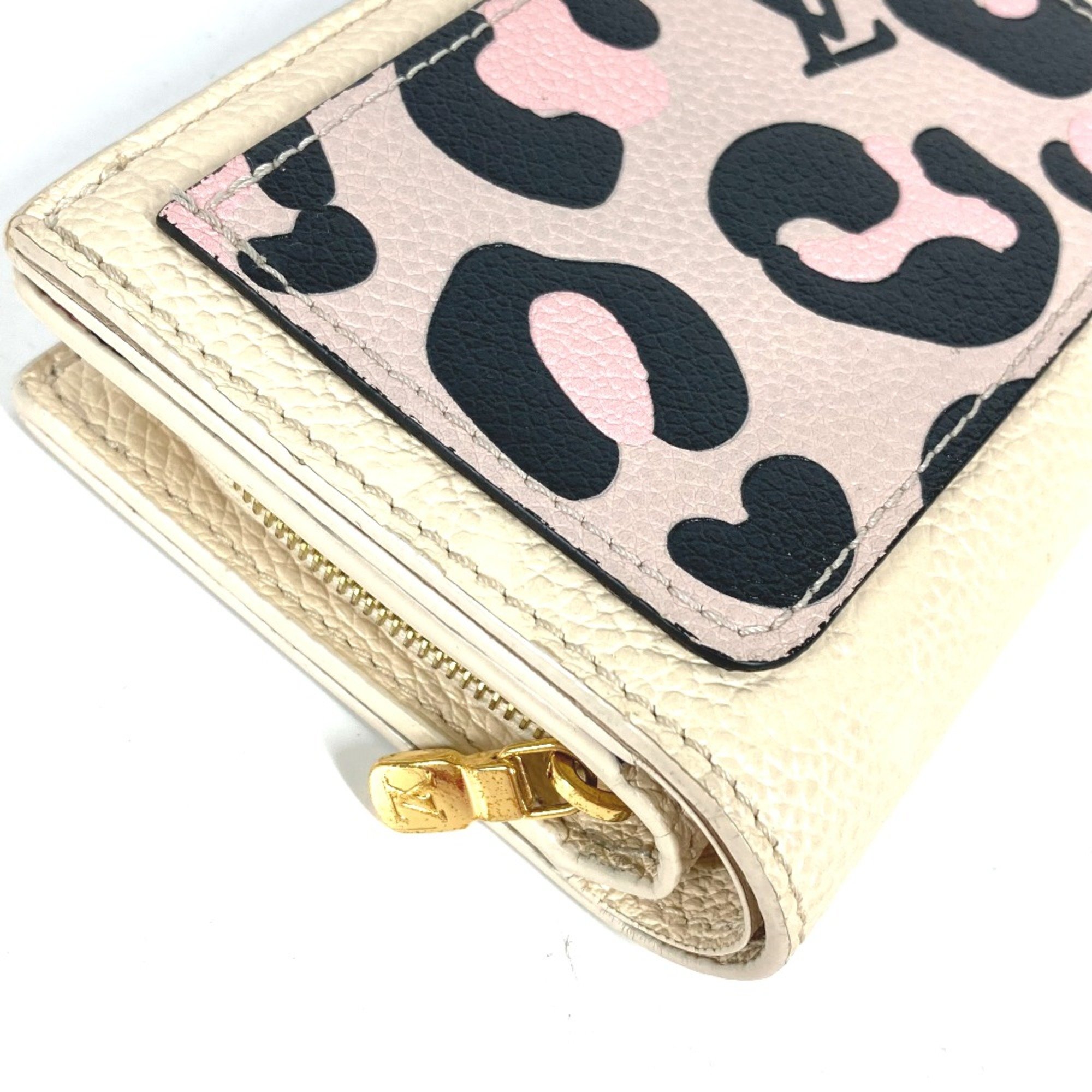 Louis Vuitton M80754 MonogramEmpreinte wild at heart leopard leopard Folded wallet claim Beige