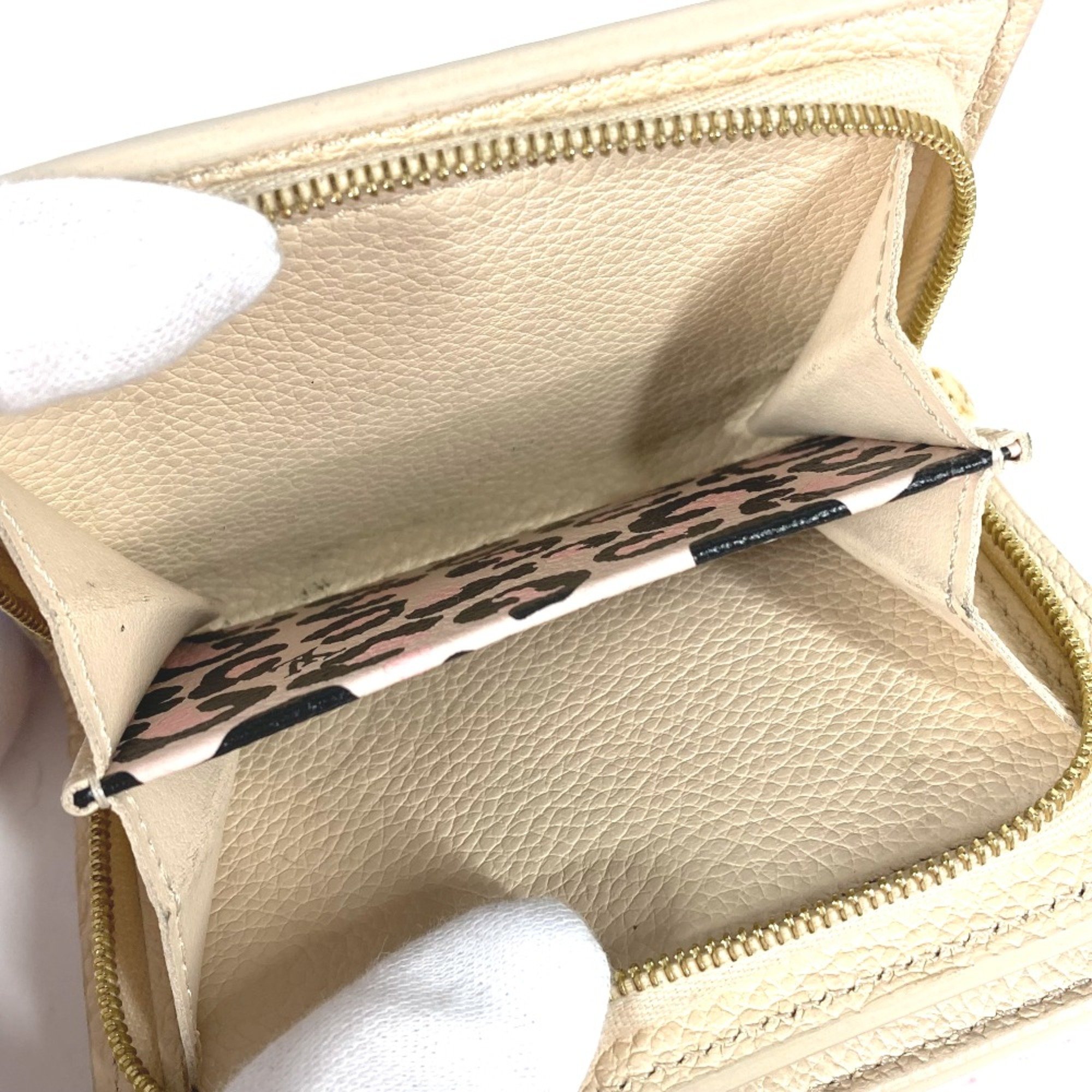 Louis Vuitton M80754 MonogramEmpreinte wild at heart leopard leopard Folded wallet claim Beige