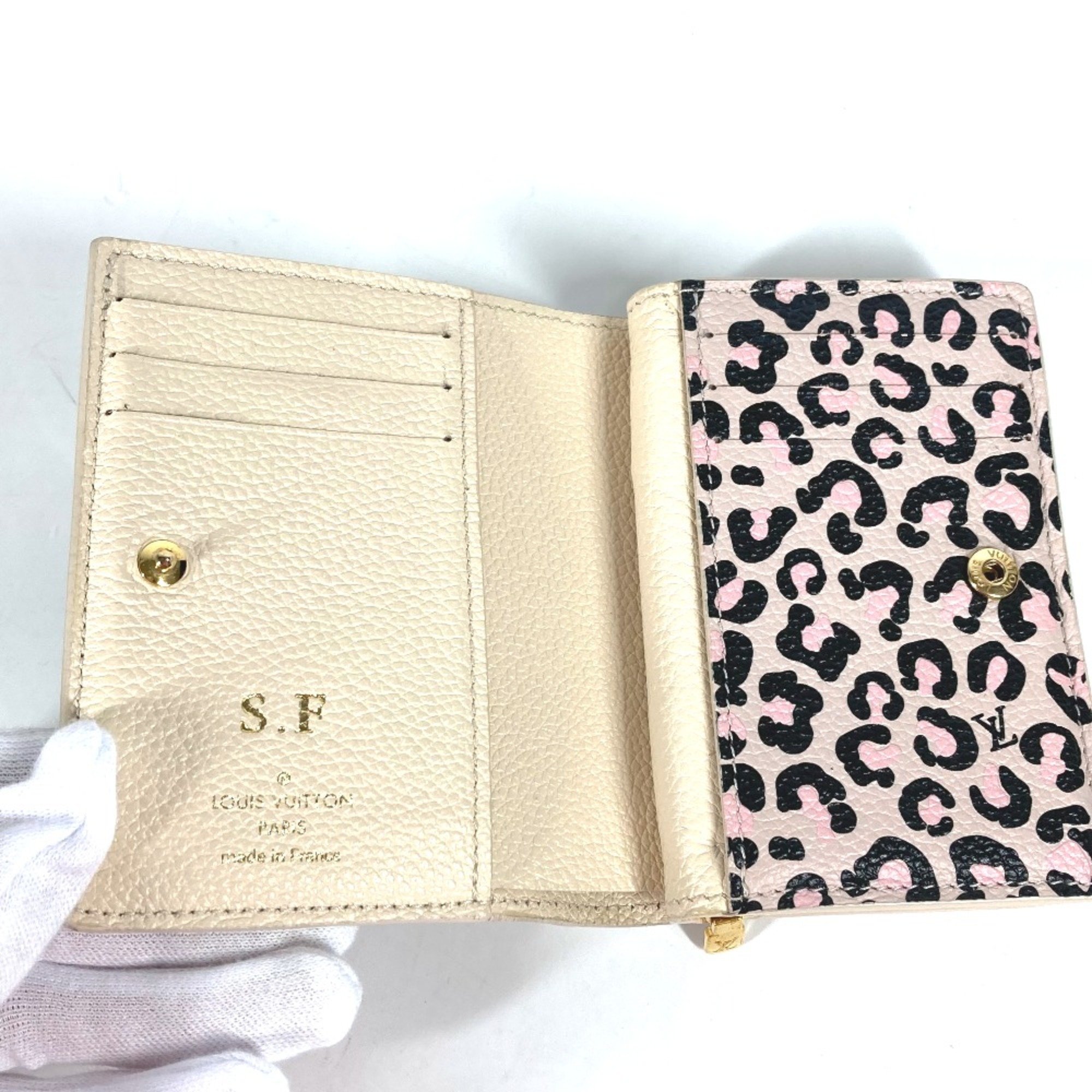 Louis Vuitton M80754 MonogramEmpreinte wild at heart leopard leopard Folded wallet claim Beige