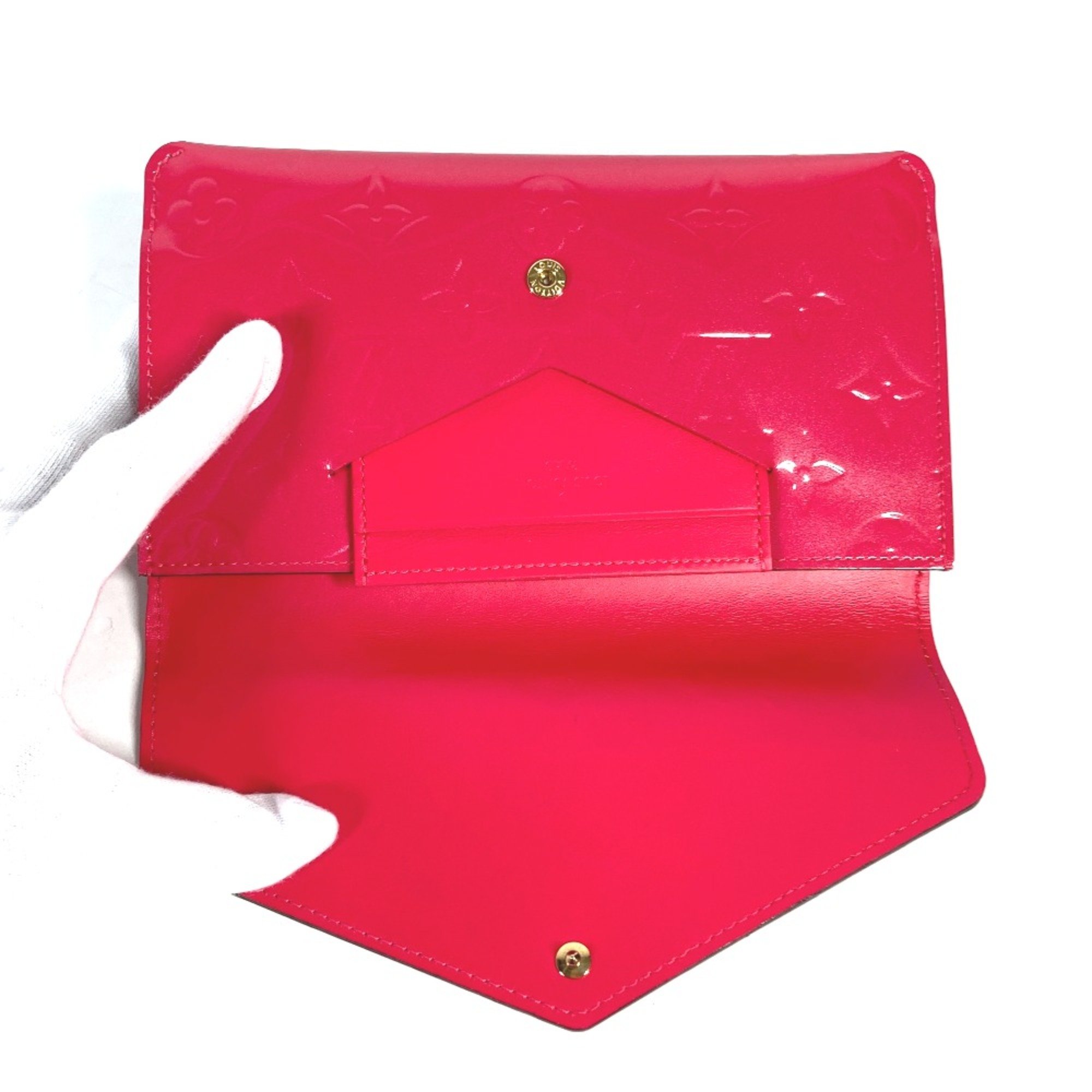 Louis Vuitton M61689 MonogramVernis Flap coin purse and card case included Long Wallet Hot pink pink