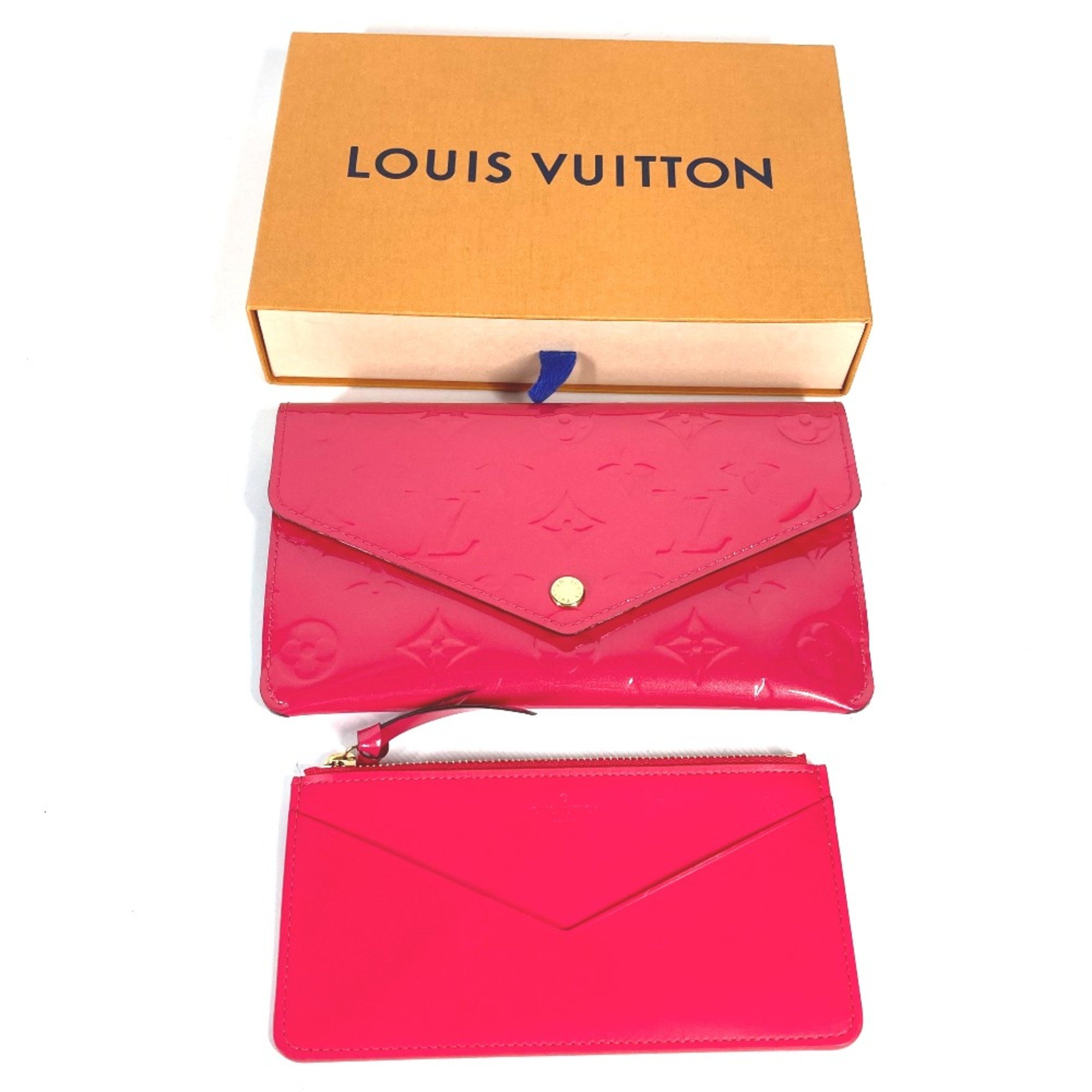 Louis Vuitton M61689 MonogramVernis Flap coin purse and card case included Long Wallet Hot pink pink