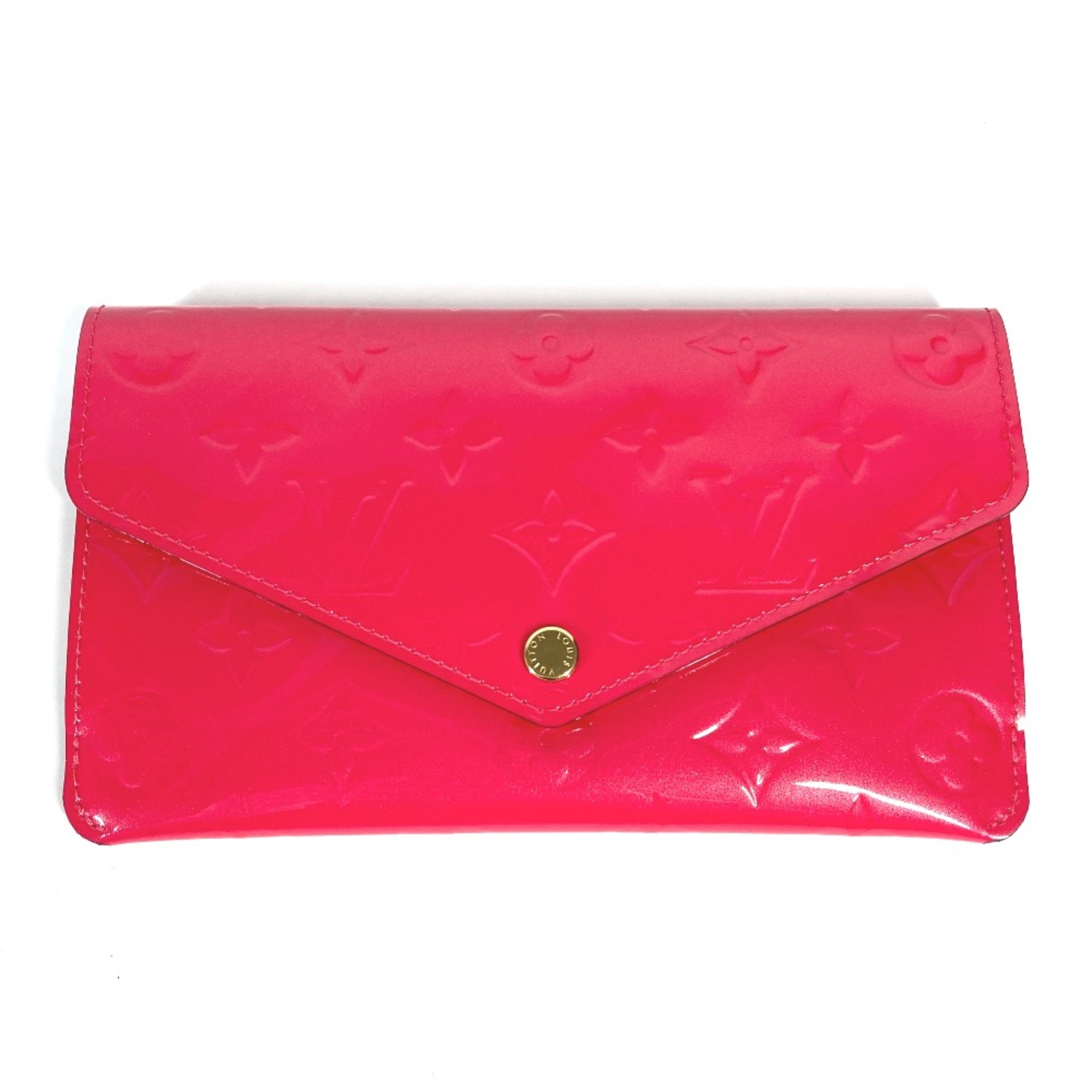 Louis Vuitton M61689 MonogramVernis Flap coin purse and card case included Long Wallet Hot pink pink