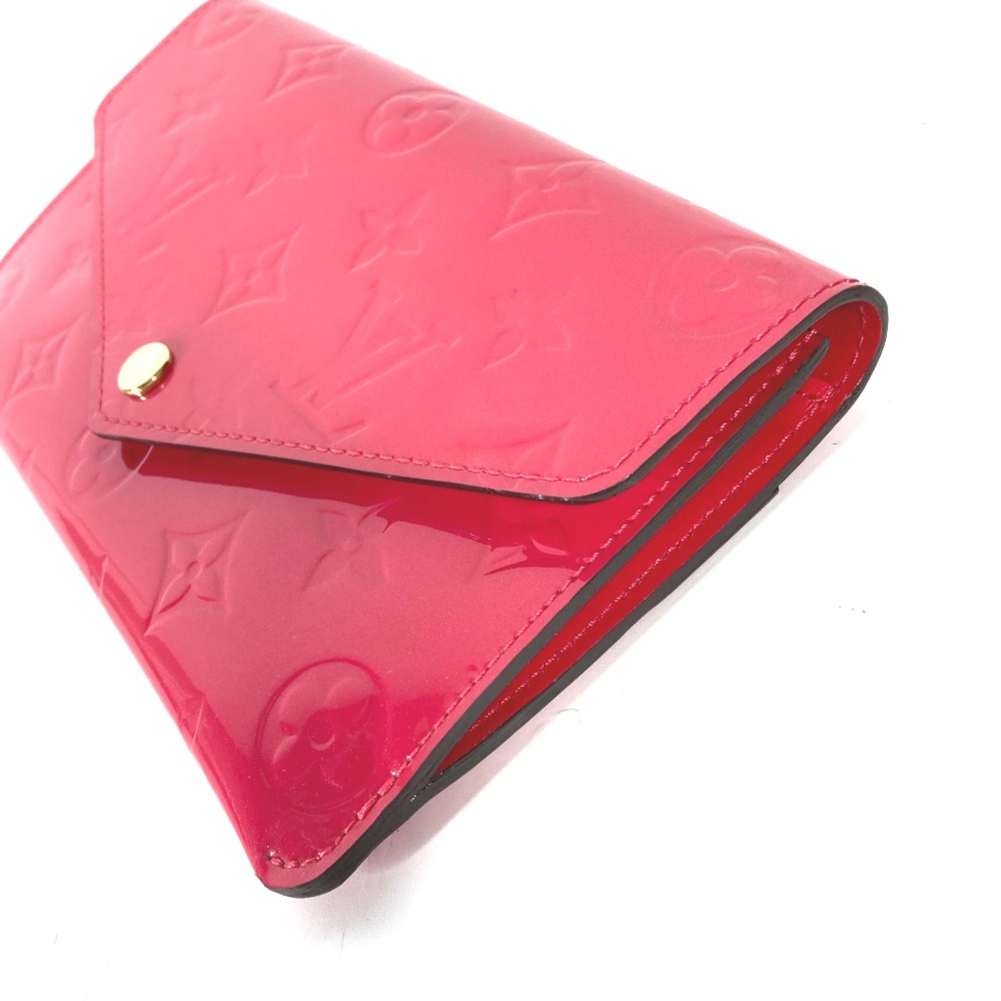 Louis Vuitton M61689 MonogramVernis Flap coin purse and card case included Long Wallet Hot pink pink