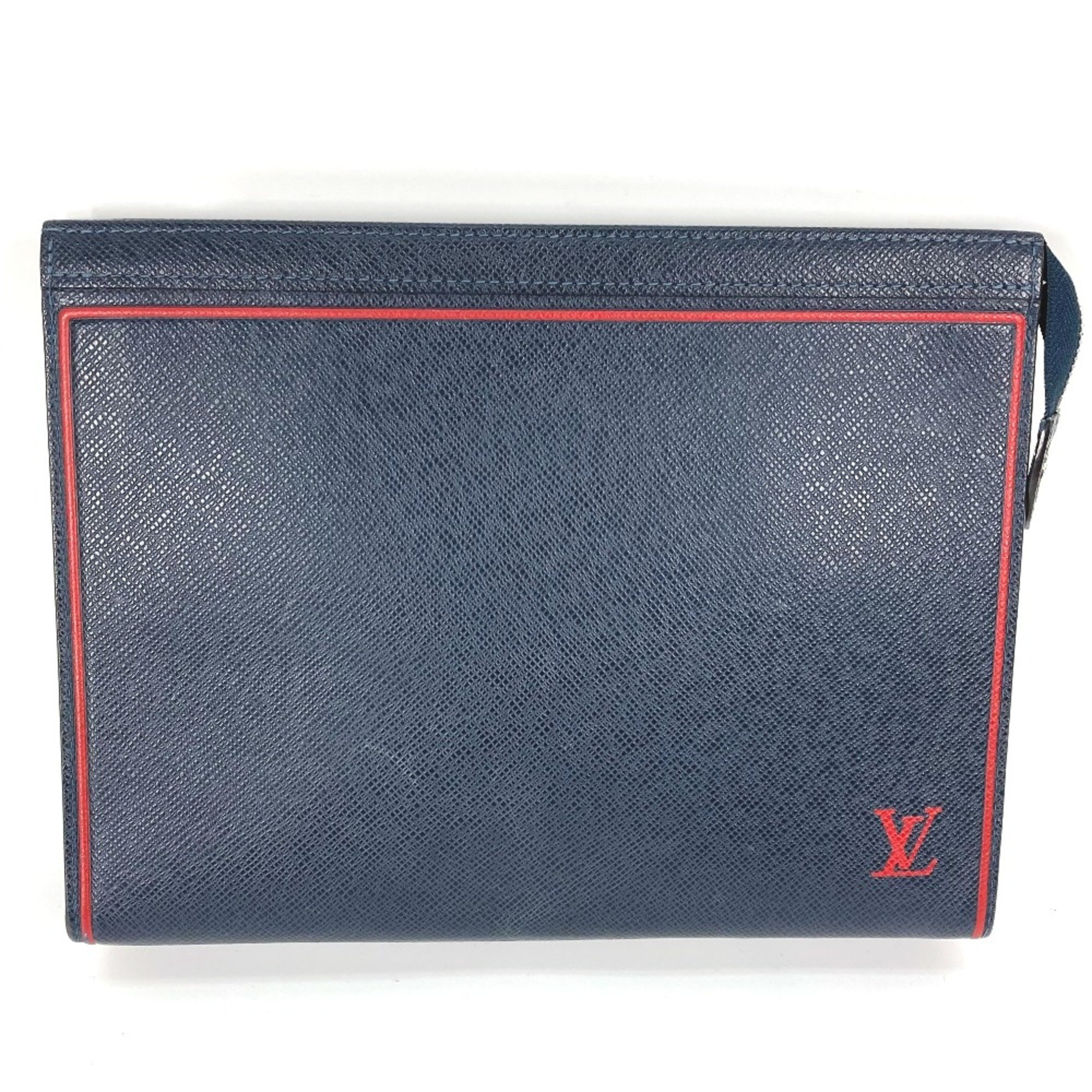 Louis Vuitton M63394 Taiga Bag Pouch Bicolor Cluch Bag Blue Marine Navy Red