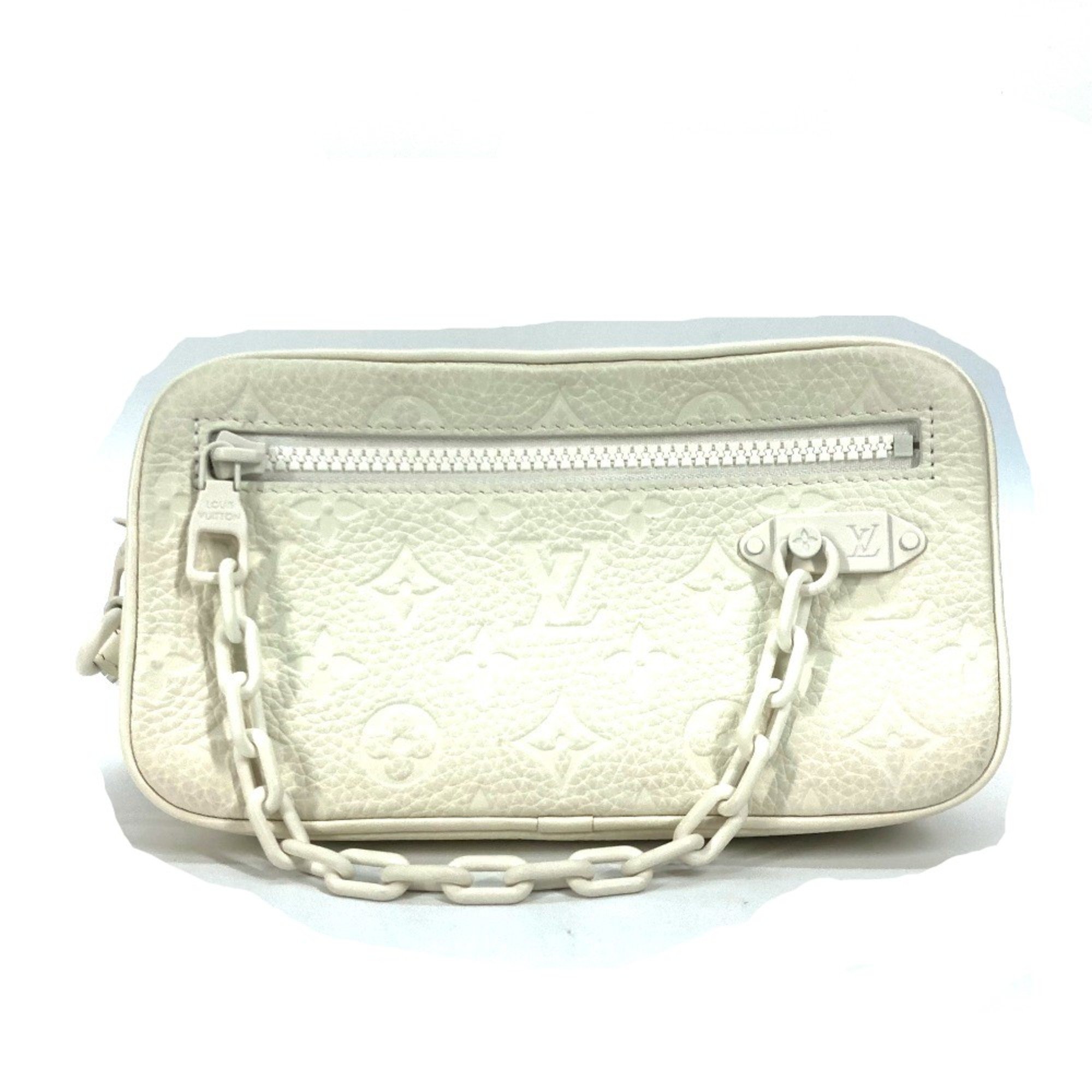 Louis Vuitton M53551 MonogramEmpreinte Clutch Bag with Strap Chain Clutch bag White