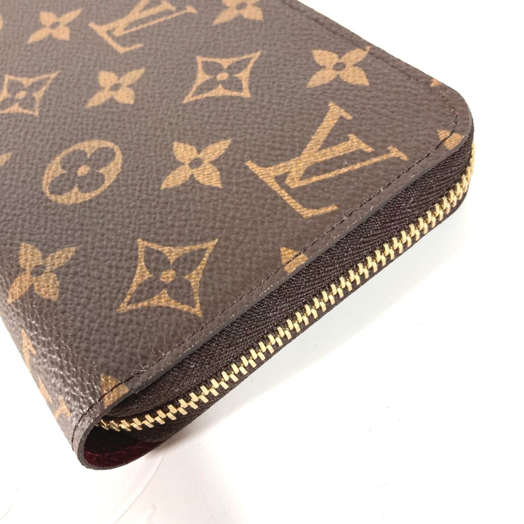 Louis Vuitton M41895 Monogram Zip Around Long Wallet Fuchsia Brown