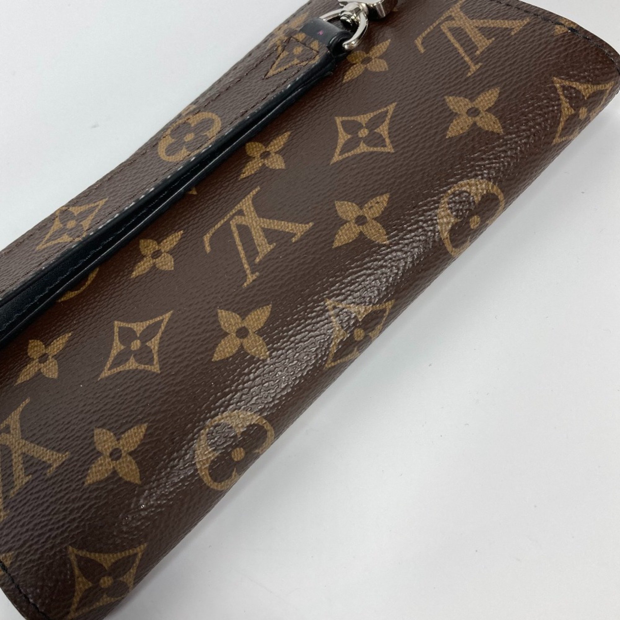 Louis Vuitton M69407 MonogramMacassar With strap Long Wallet Brown Black