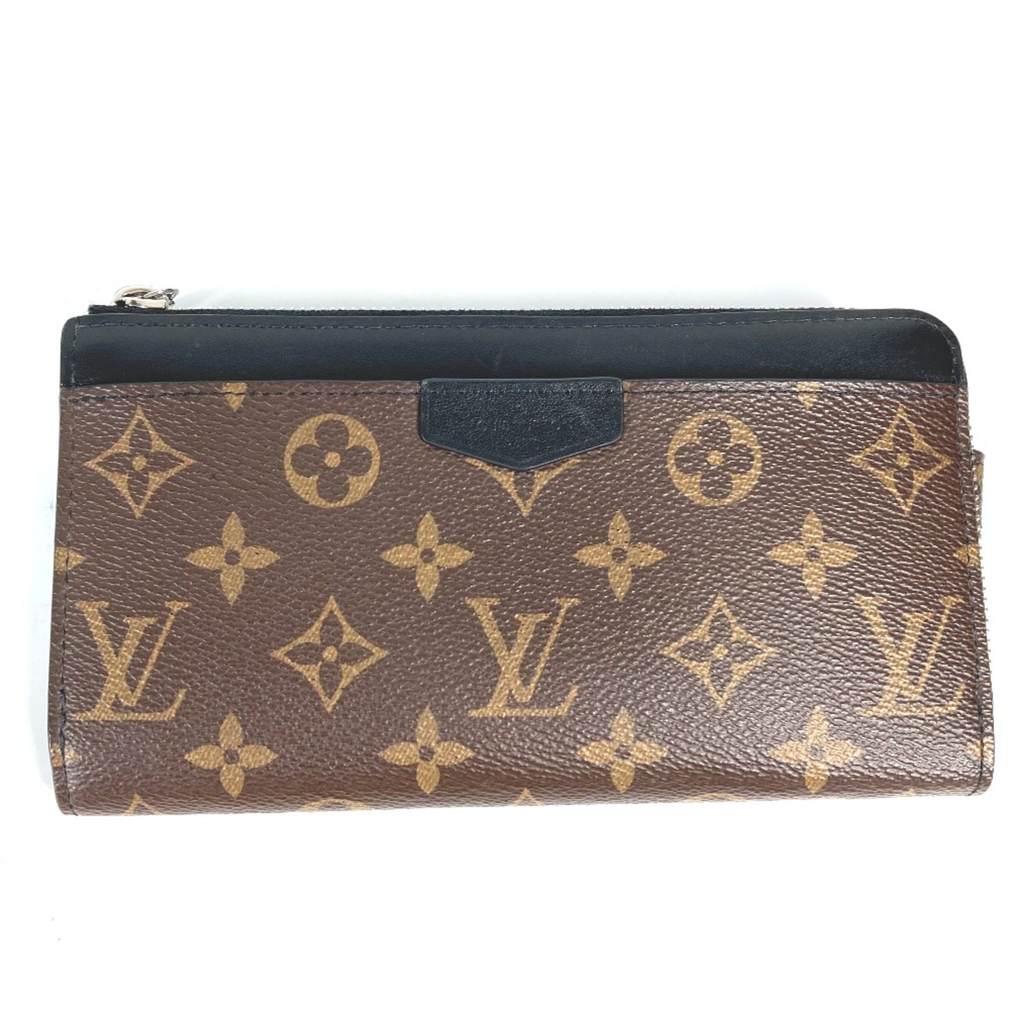 Louis Vuitton M69407 MonogramMacassar With strap Long Wallet Brown Black