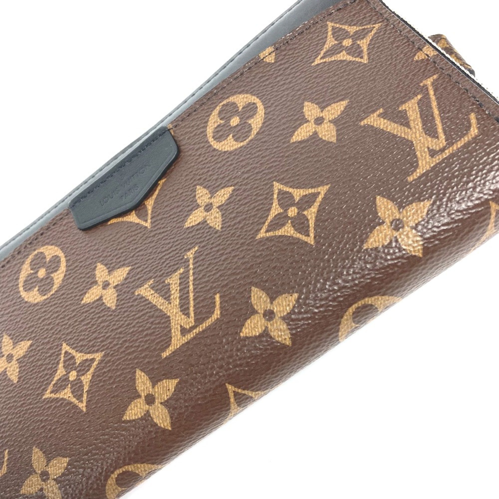 Louis Vuitton M69407 MonogramMacassar With strap Long Wallet Brown Black