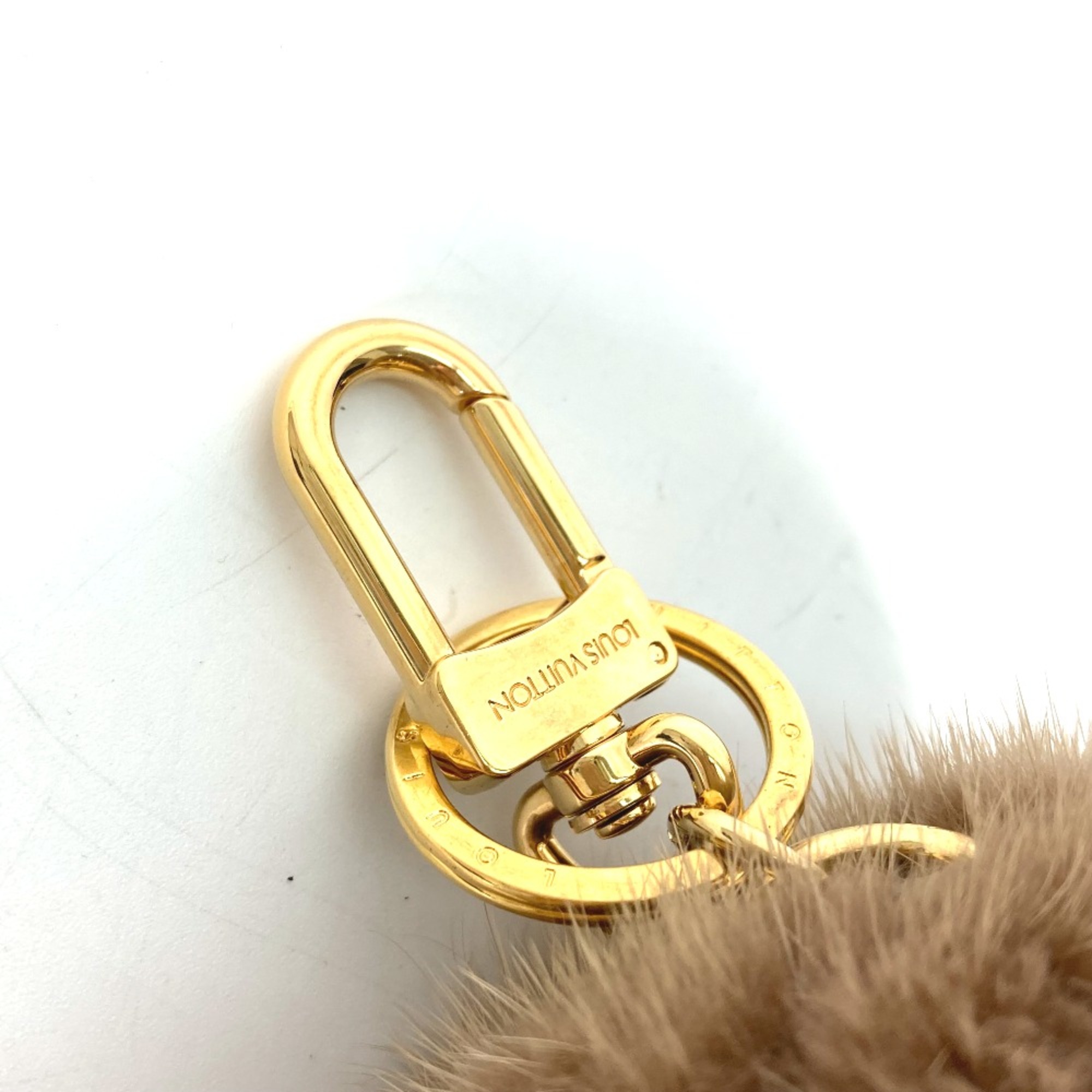 Louis Vuitton M01018 fur Bag Charm Key Holder Brown