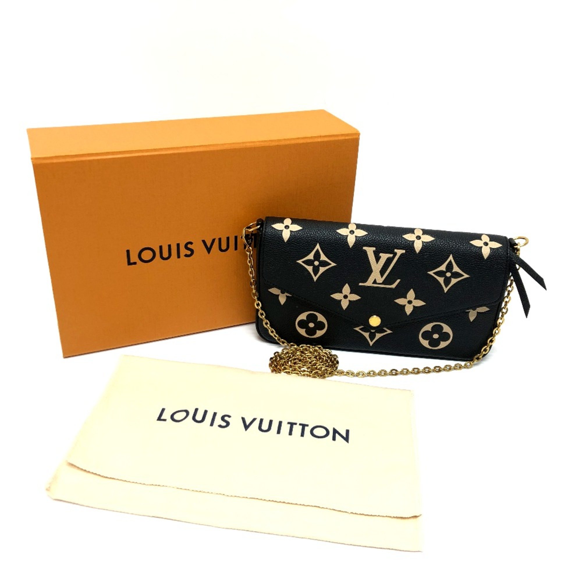 Louis Vuitton M80482 MonogramEmpreinte Chain wallet Shoulder Bag Long Wallet Black Wine Red/GoldHardware