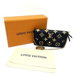 Louis Vuitton M80482 MonogramEmpreinte Chain wallet Shoulder Bag Long Wallet Black Wine Red/GoldHardware