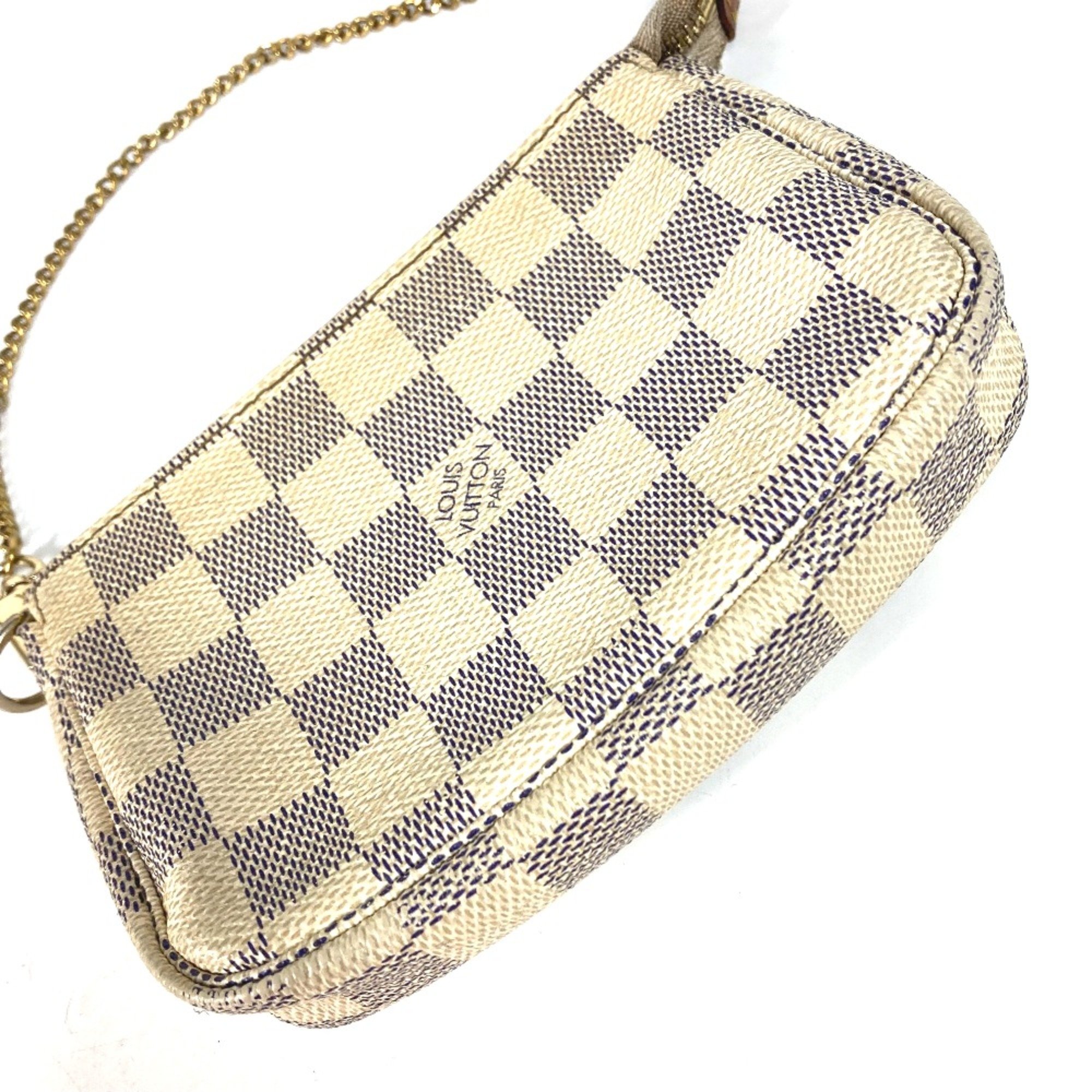 Louis Vuitton N58010 Damier Azur Chain bag  bag  pouch Hand Bag White