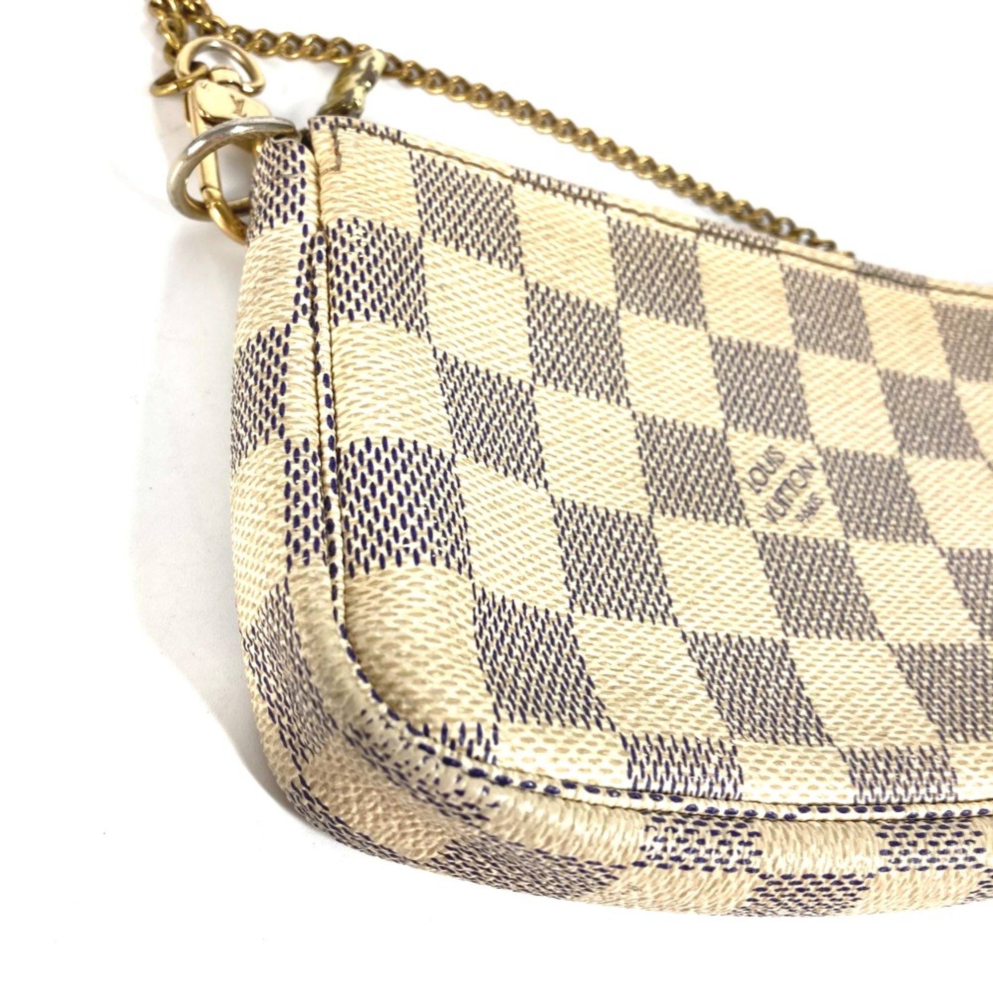 Louis Vuitton N58010 Damier Azur Chain bag  bag  pouch Hand Bag White