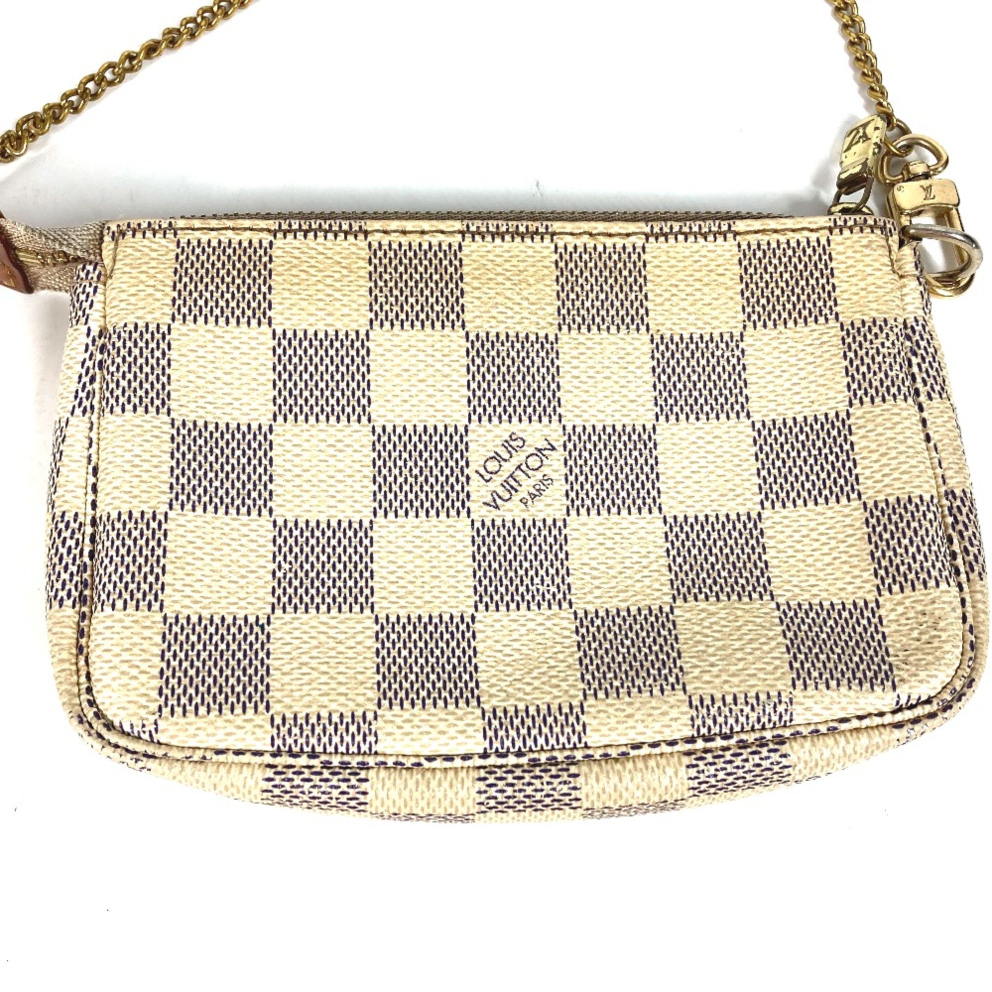 Louis Vuitton N58010 Damier Azur Chain bag  bag  pouch Hand Bag White