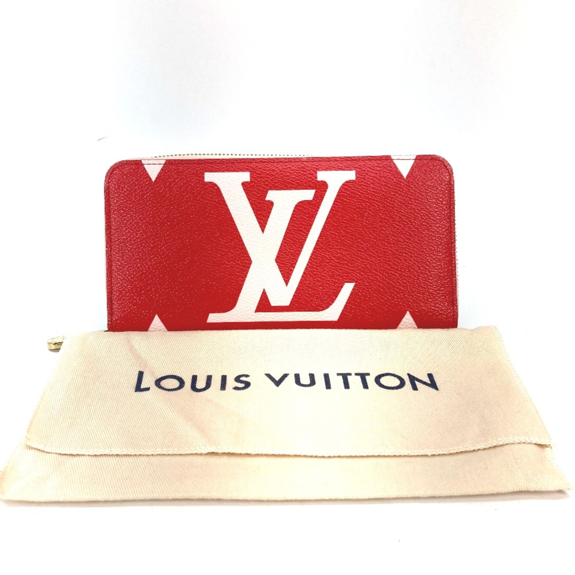 Louis Vuitton M67550 Monogram-Giant Zip Around Long Wallet Pink x Red