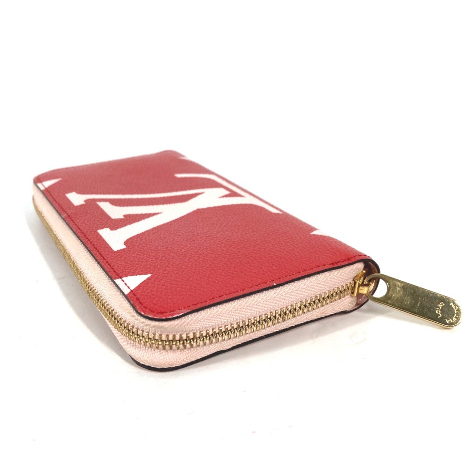 Louis Vuitton M67550 Monogram-Giant Zip Around Long Wallet Pink x Red