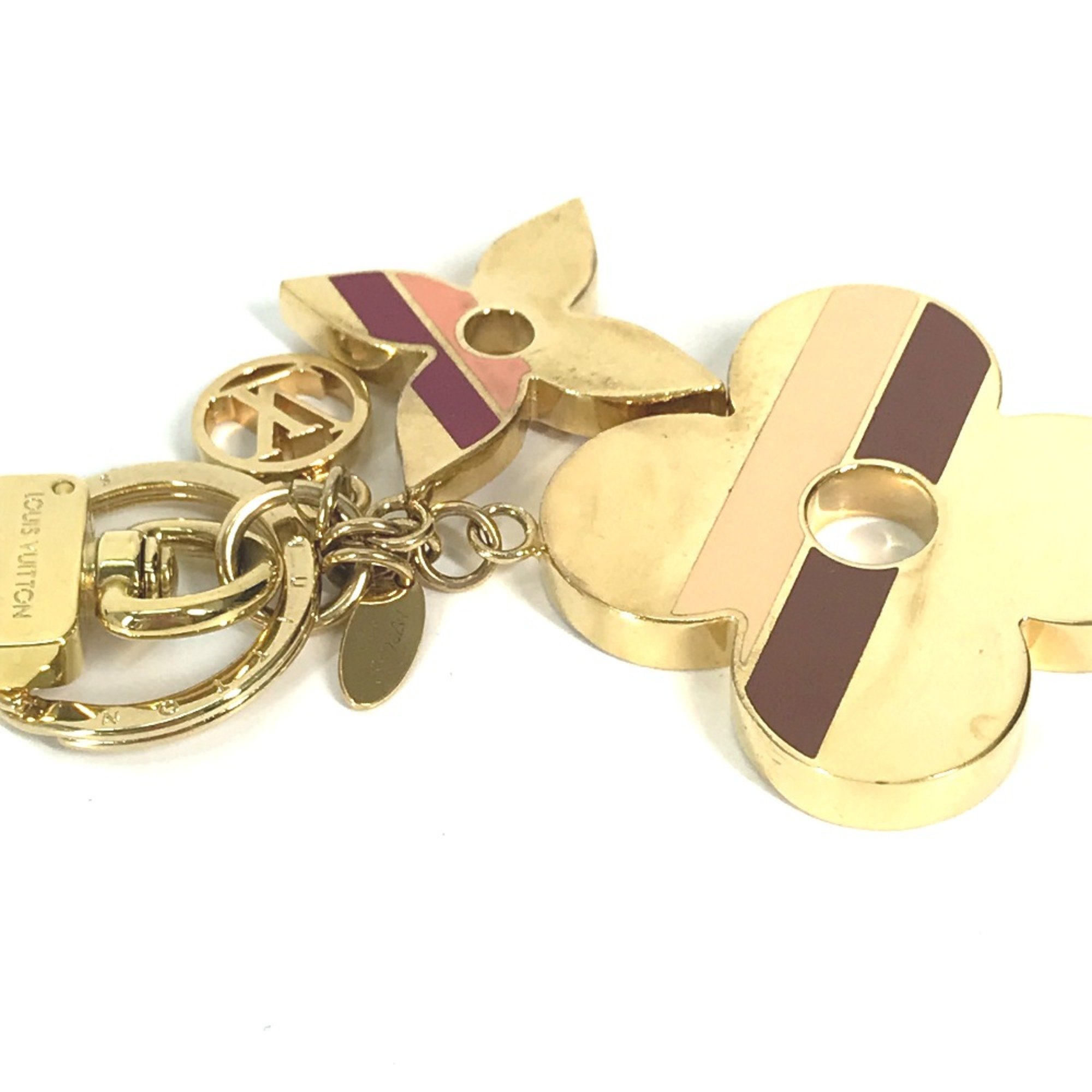 Louis Vuitton M78611 Monogram flower Bag Charm Key Holder Gold Brown