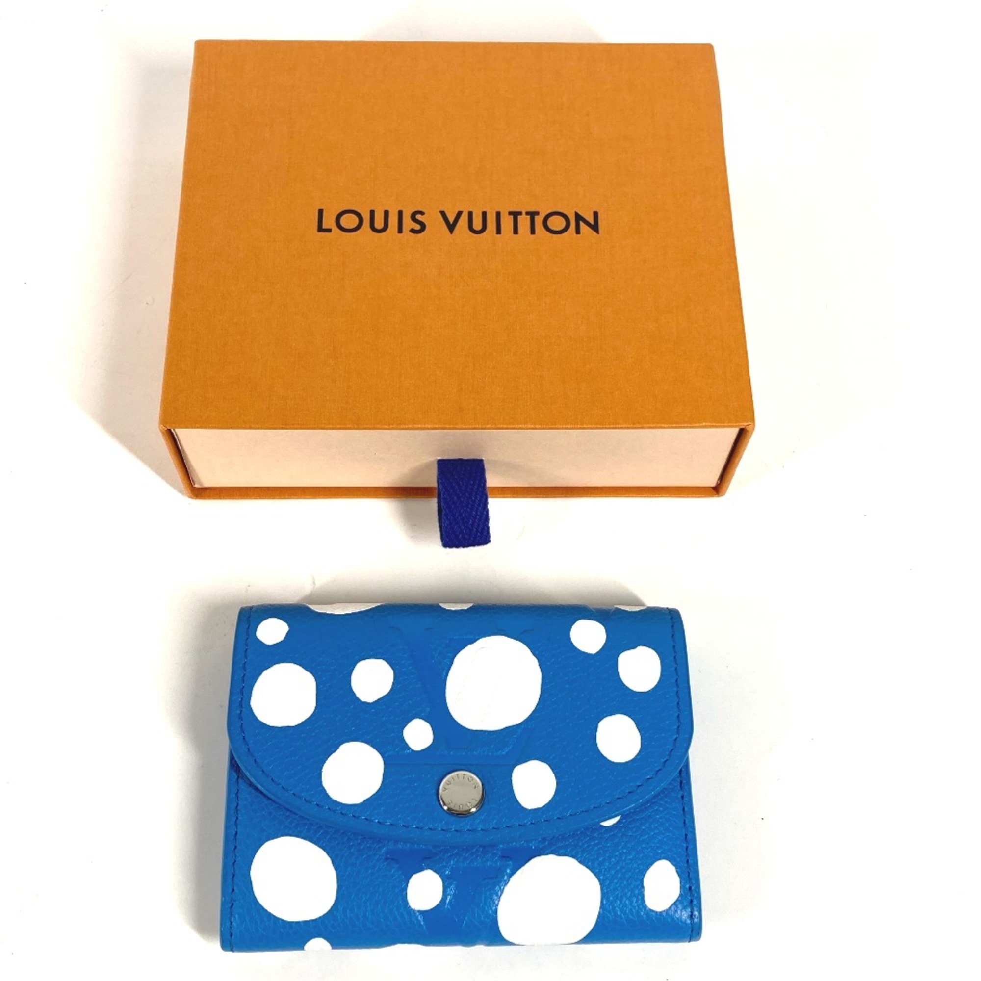 Louis Vuitton M81984 LV x YK Yayoi Kusama collaboration MonogramEmpreinte Trifold wallet blue White