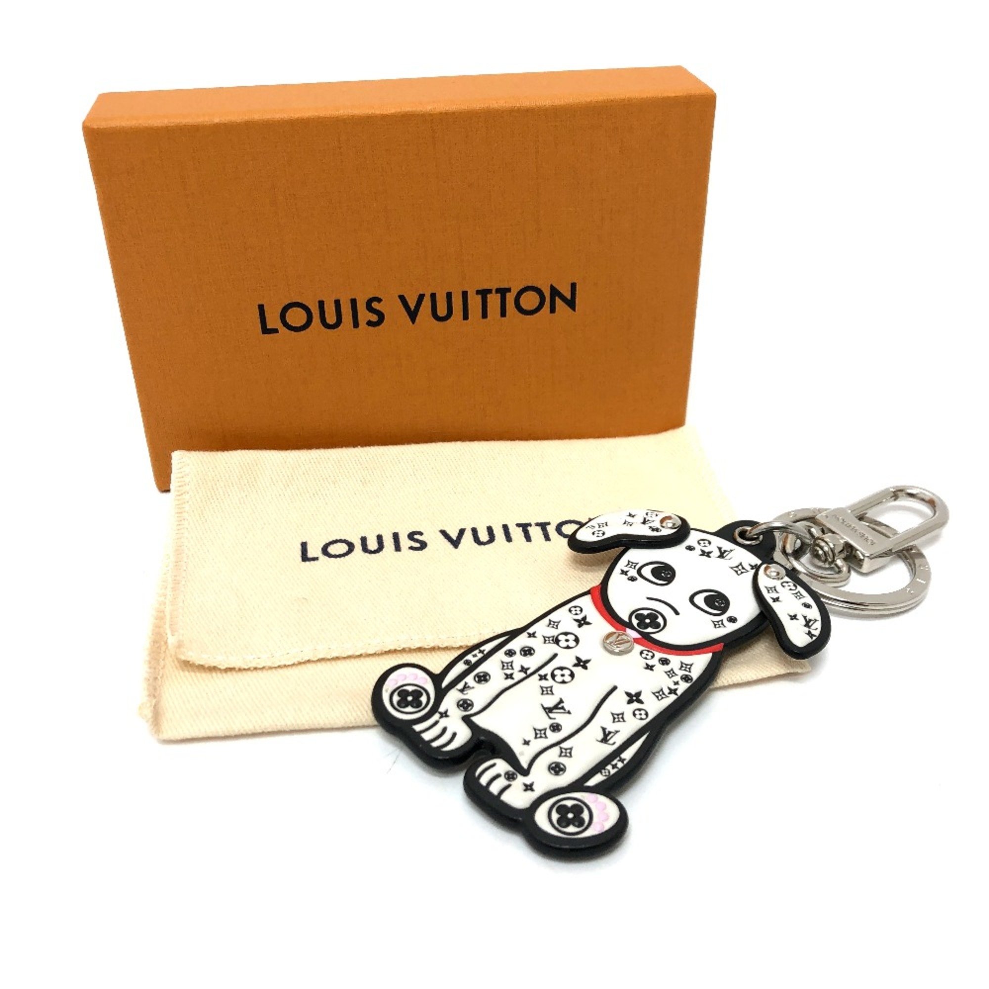 Louis Vuitton M00746 Key chain Bag Charm White x Black SilverHardware