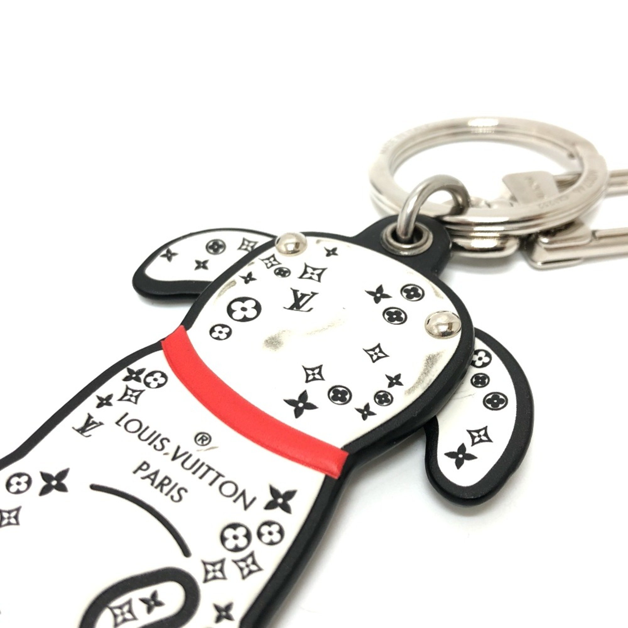 Louis Vuitton M00746 Key chain Bag Charm White x Black SilverHardware