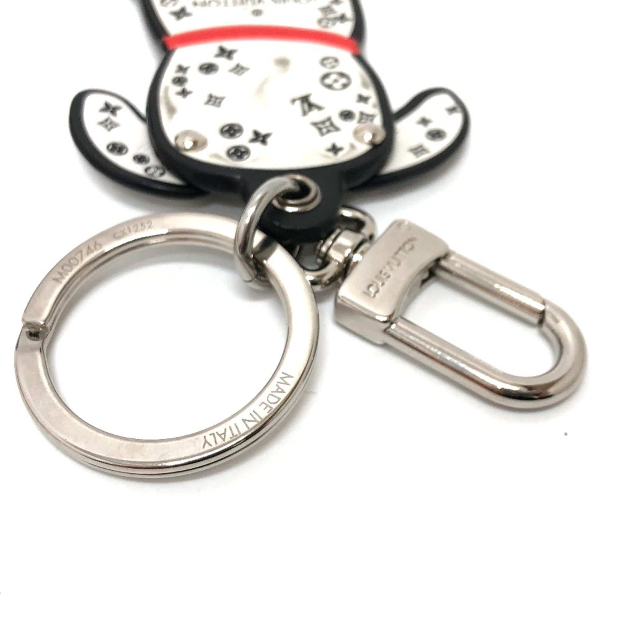 Louis Vuitton M00746 Key chain Bag Charm White x Black SilverHardware