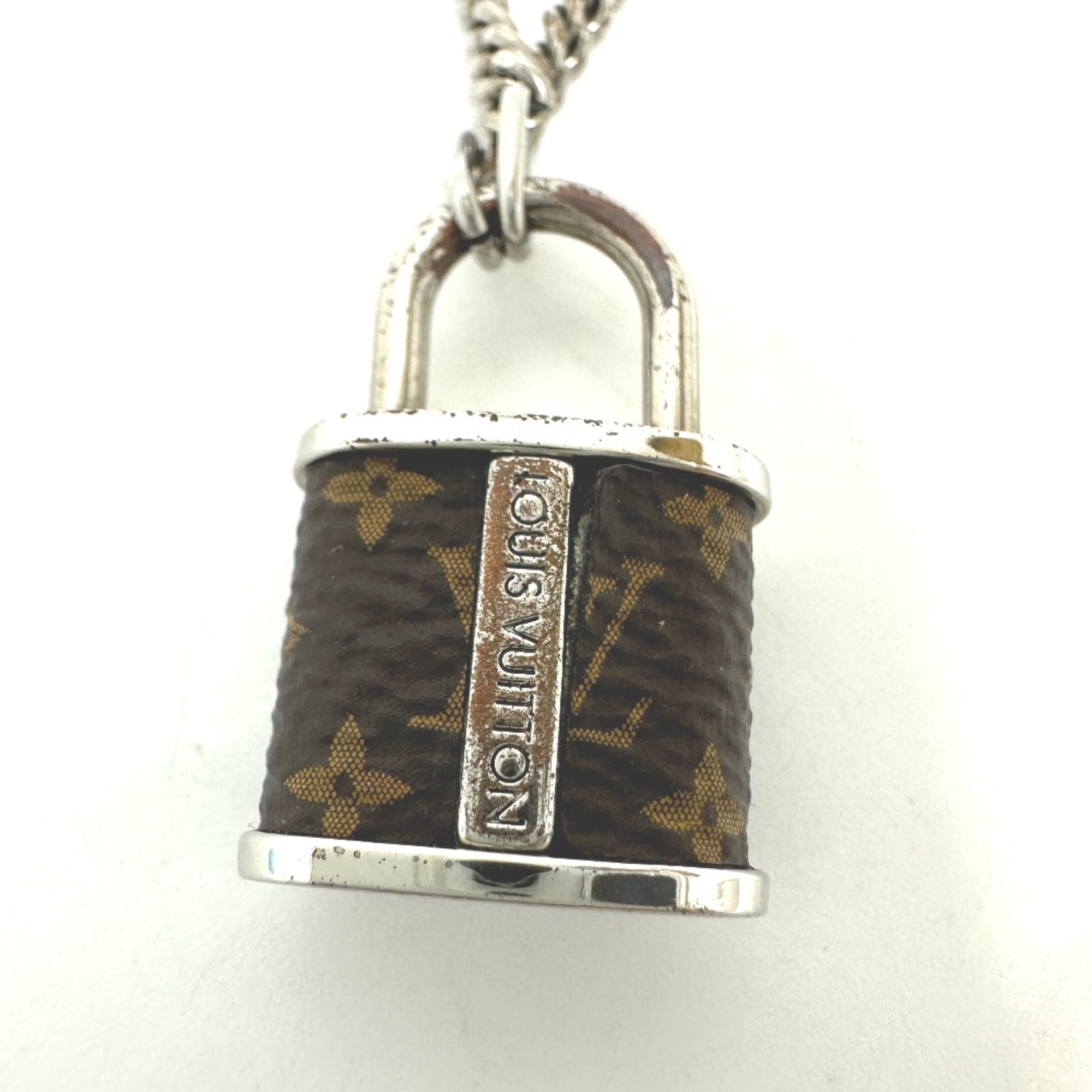 Louis Vuitton M00525 Monogram Padlock Necklace Silver