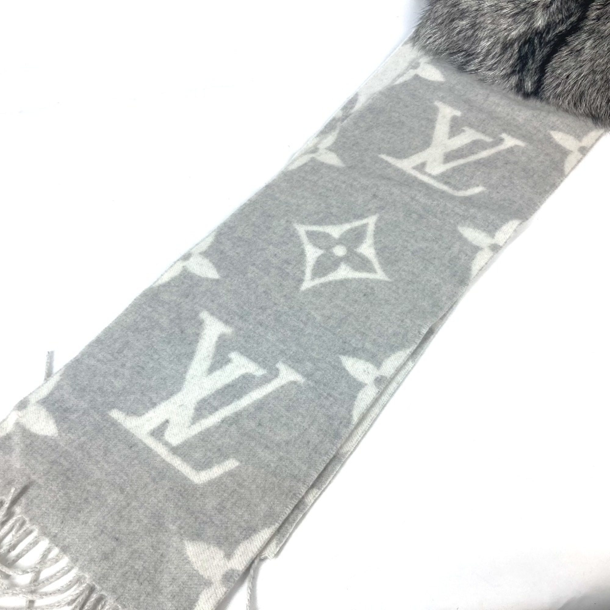 Louis Vuitton M70722 fringe fur Scarf Griperles gray