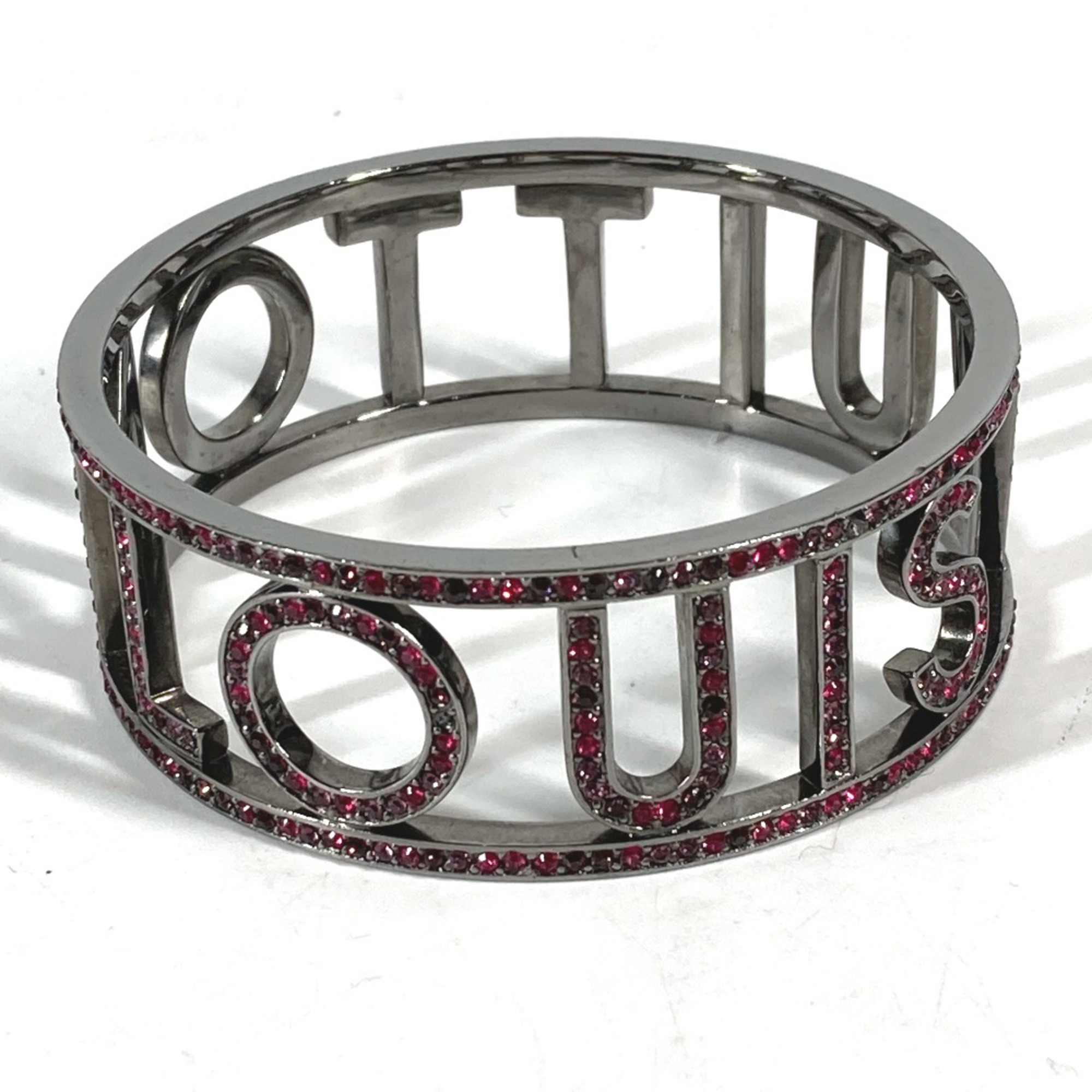 Louis Vuitton Accessories Bracelet Logo Rhinestone Bangle Silver Pink Based