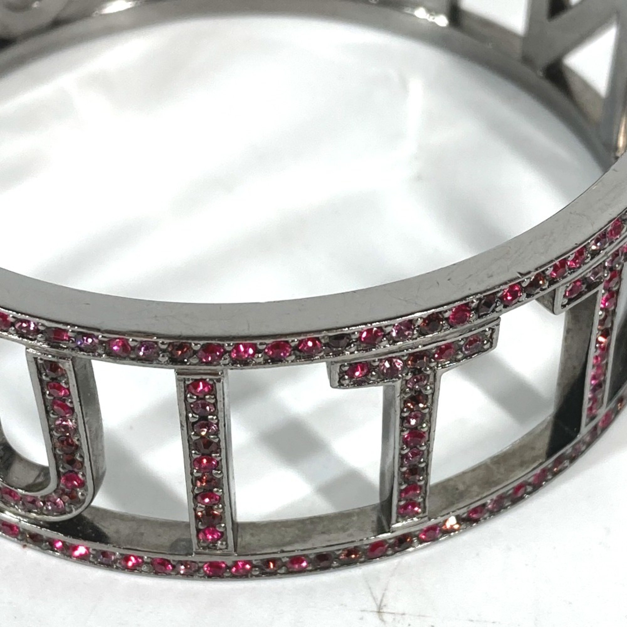 Louis Vuitton Accessories Bracelet Logo Rhinestone Bangle Silver Pink Based