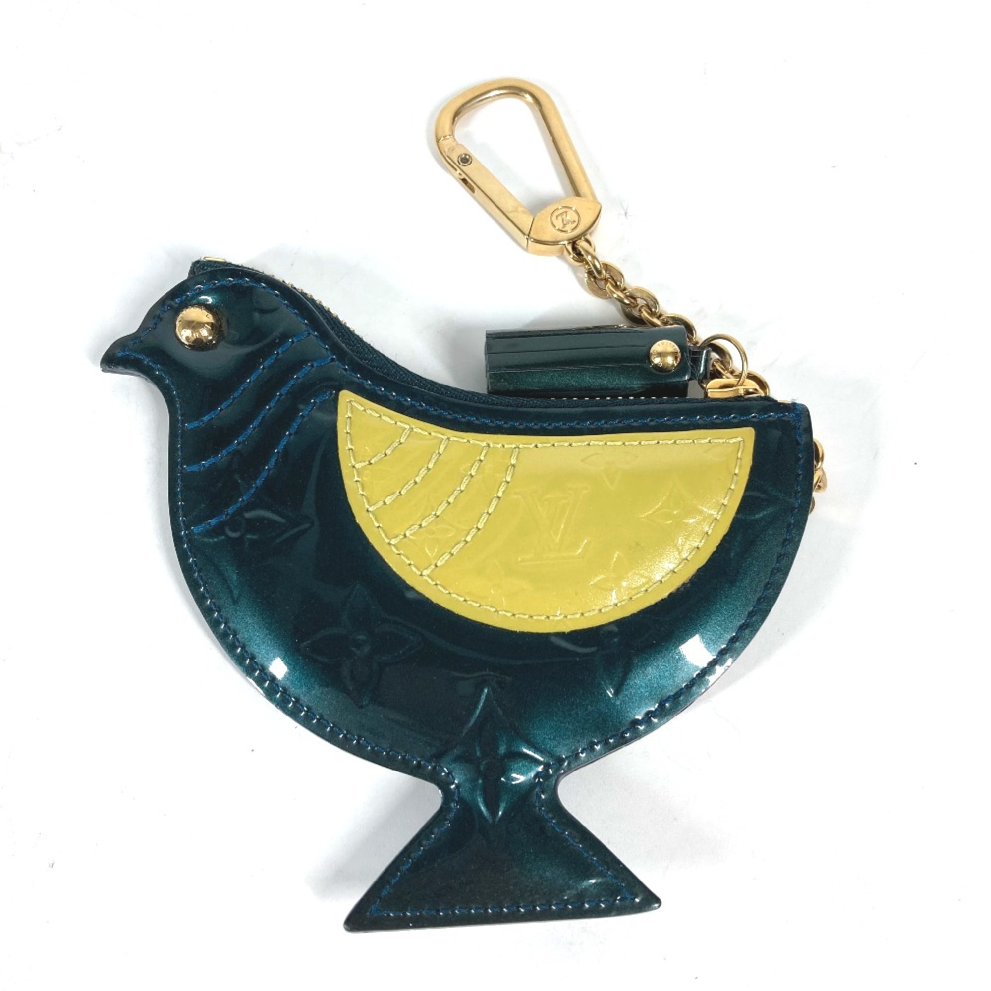 Louis Vuitton M91405 MonogramVernis Bag Charm Wallet Coin Compartment Bird coin purse Blue Nuit