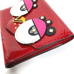 Louis Vuitton M62317 Monogram Vernis Compact Wallet with Rhinestones Trifold wallet Red