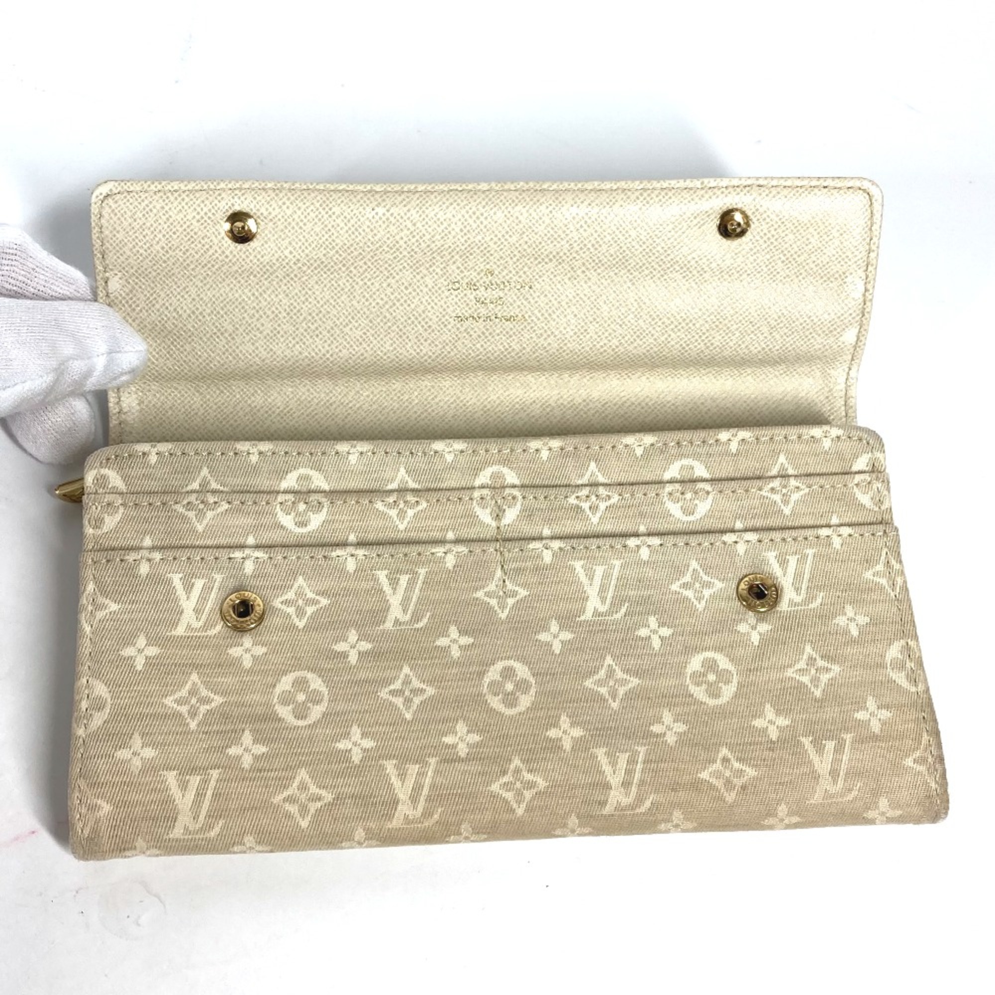 Louis Vuitton M95311 Monogram Mini-Lin flap Long Wallet Dune Beige