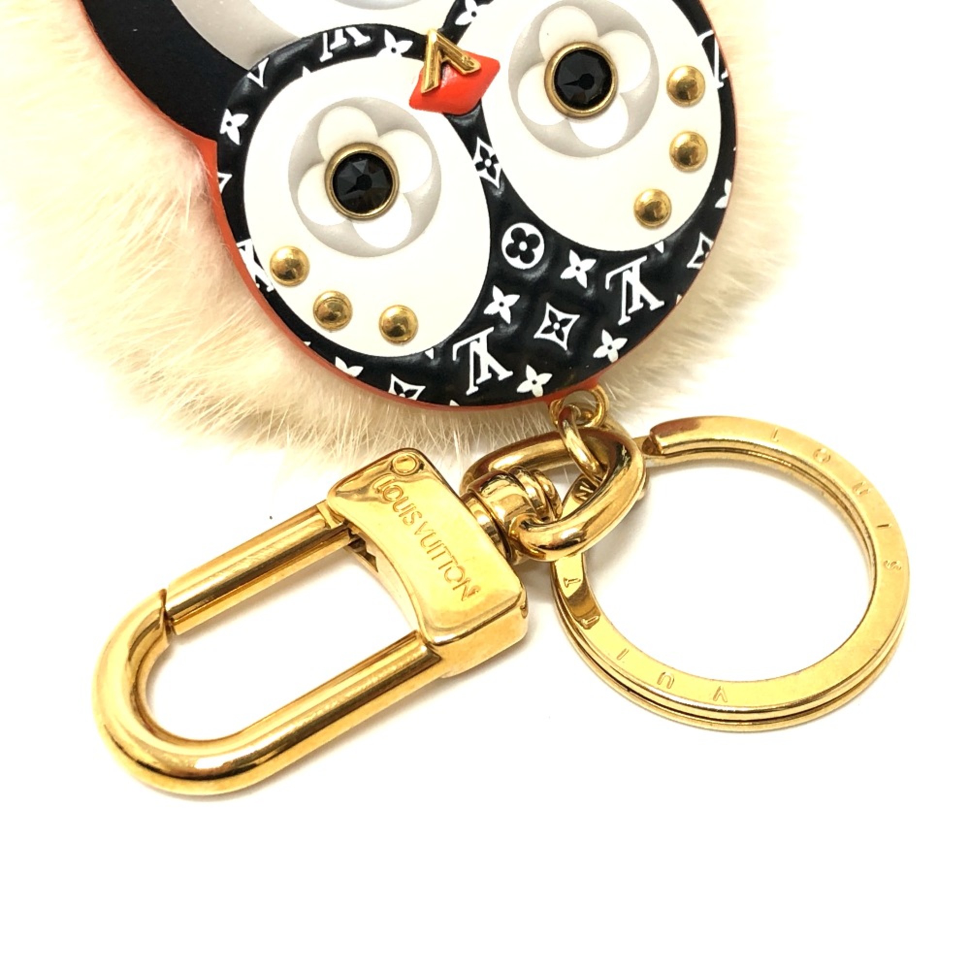 Louis Vuitton M69007 Key Holder Bag Charm White Black/Orange/GoldHardware