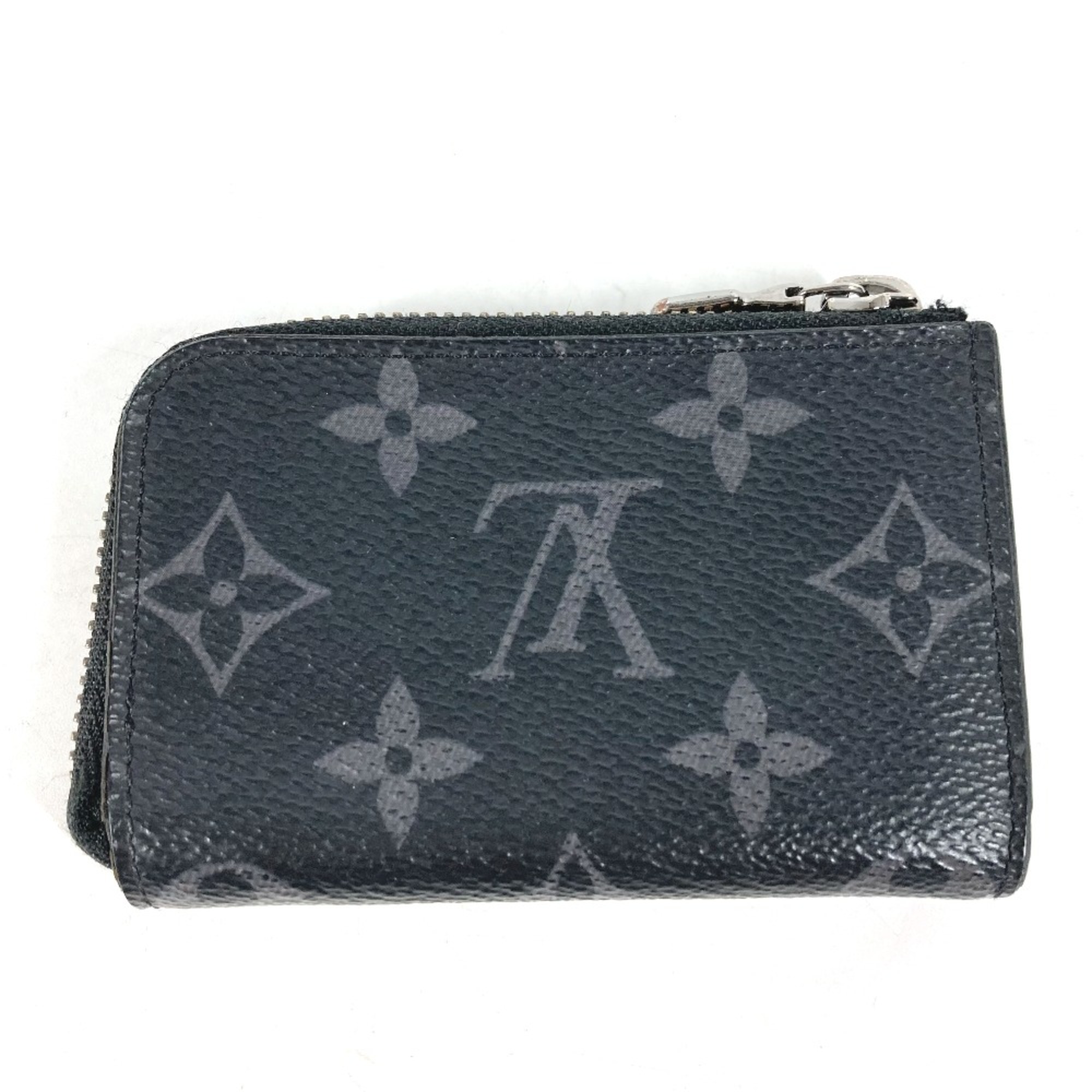 Louis Vuitton M63536 MonogramEclipse L-shaped zipper Wallet Coin Compartment coin purse Black