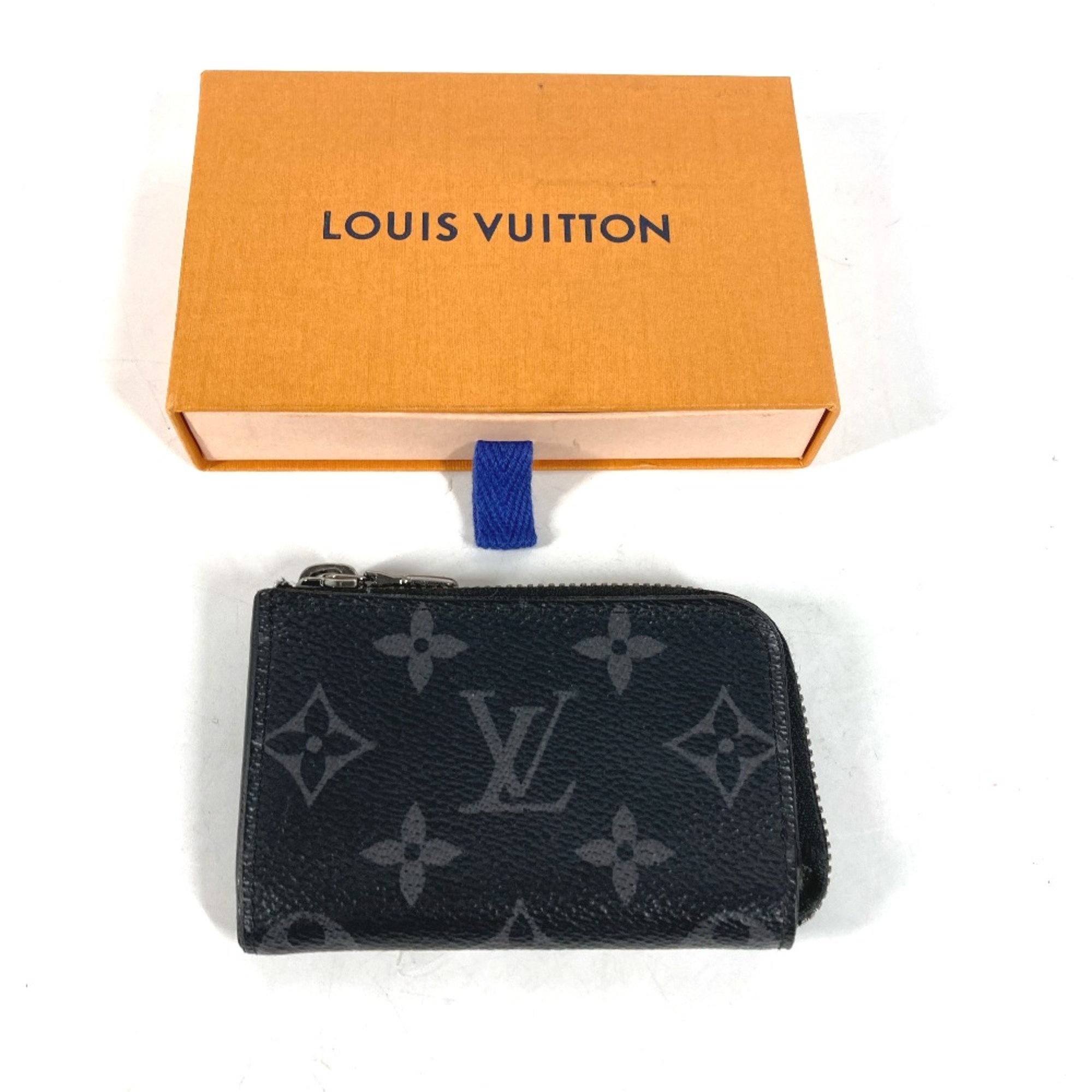 Louis Vuitton M63536 MonogramEclipse L-shaped zipper Wallet Coin Compartment coin purse Black