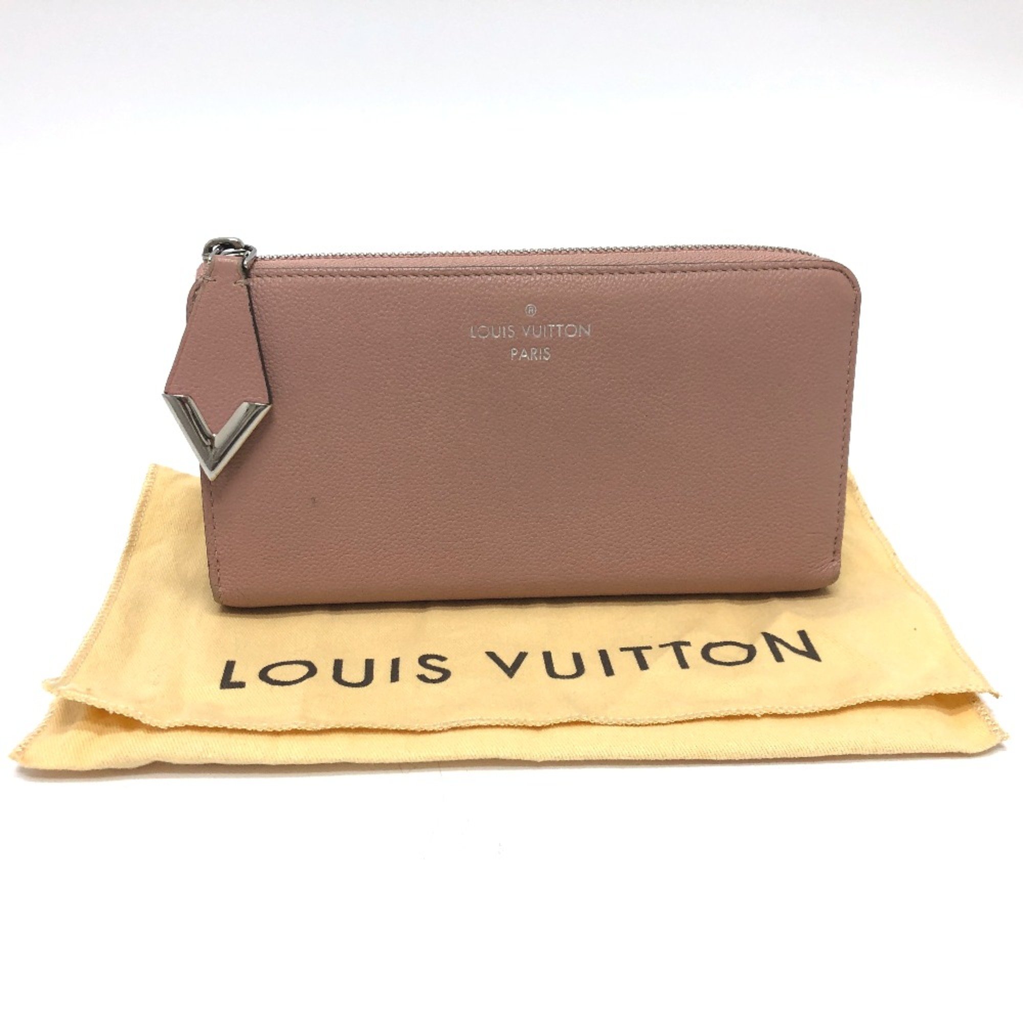 Louis Vuitton M63103 L-shaped zipper Long Wallet Magnolia SilverHardware