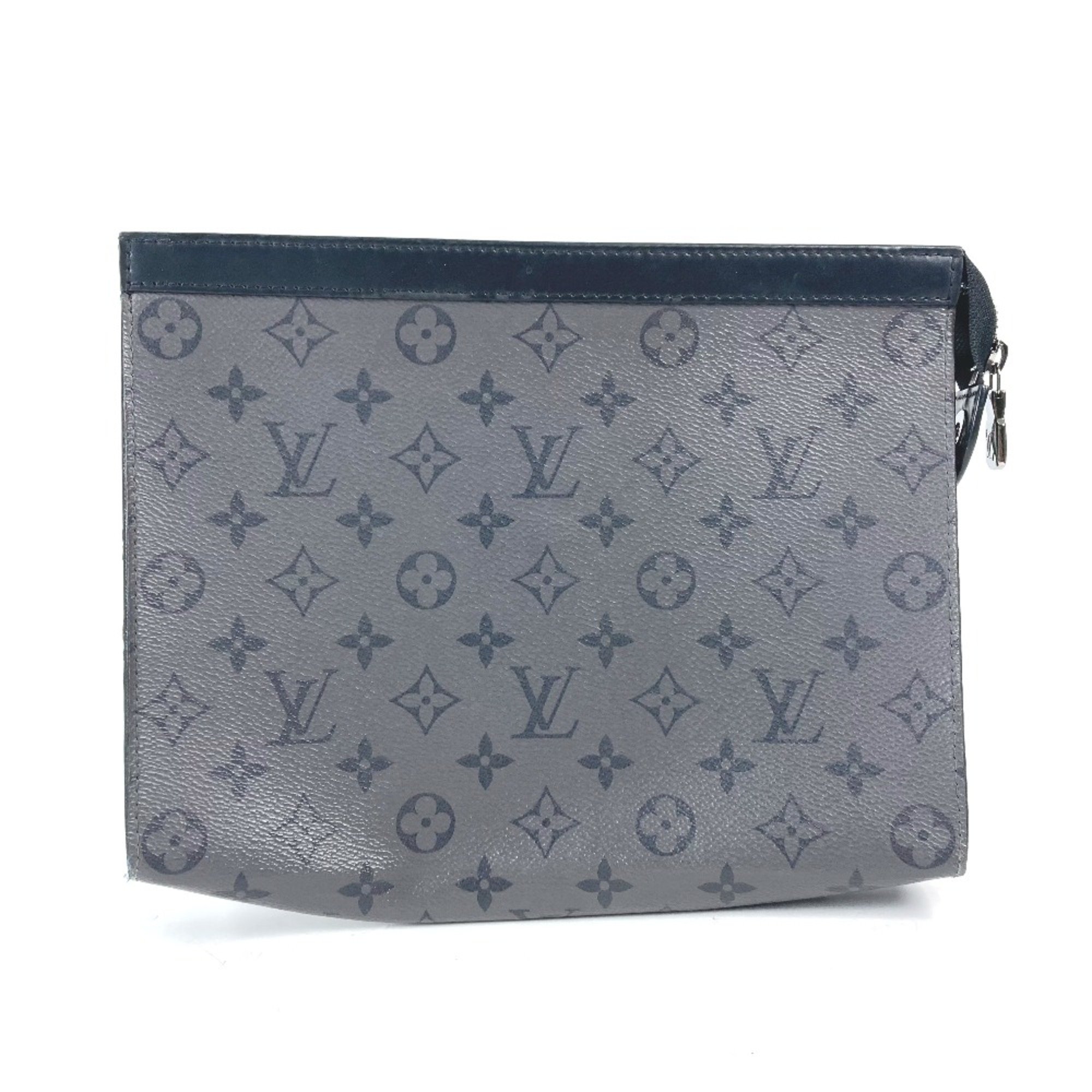 Louis Vuitton M69535 Monogram Eclipse Reverse pouch bag Clutch bag gray Black