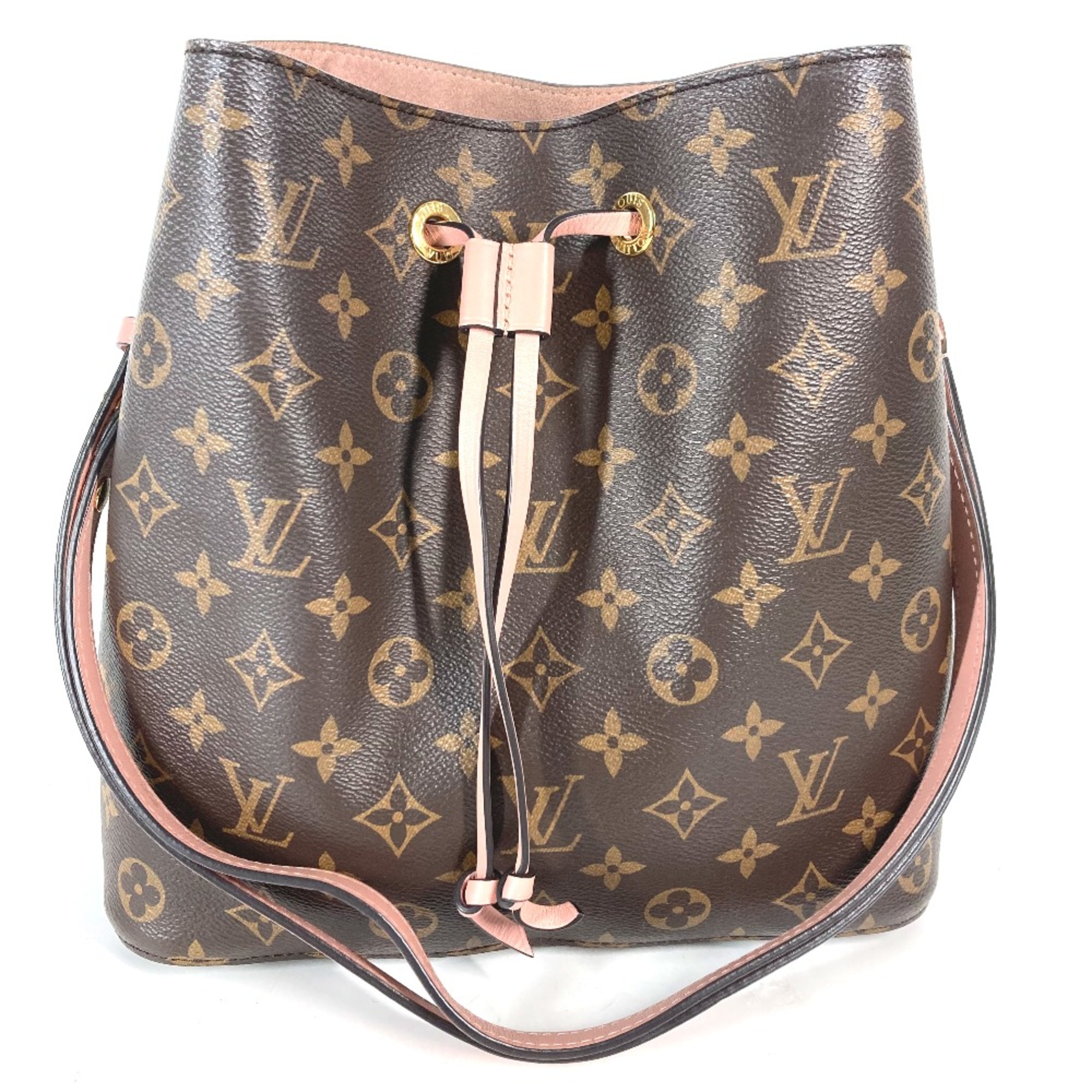 Louis Vuitton M44022 Monogram drawstring bag Shoulder Bag Rose-Poodle pink Brown