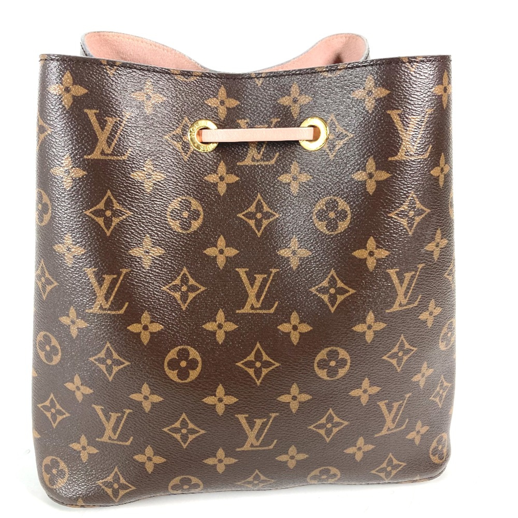 Louis Vuitton M44022 Monogram drawstring bag Shoulder Bag Rose-Poodle pink Brown