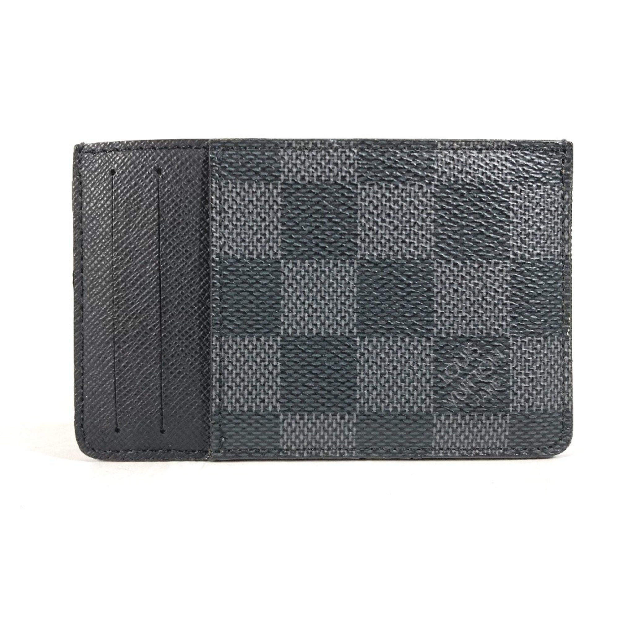 Louis Vuitton N62666 Damier Graphite Business Card Holder Pass Case Card Case Black