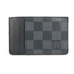 Louis Vuitton N62666 Damier Graphite Business Card Holder Pass Case Card Case Black