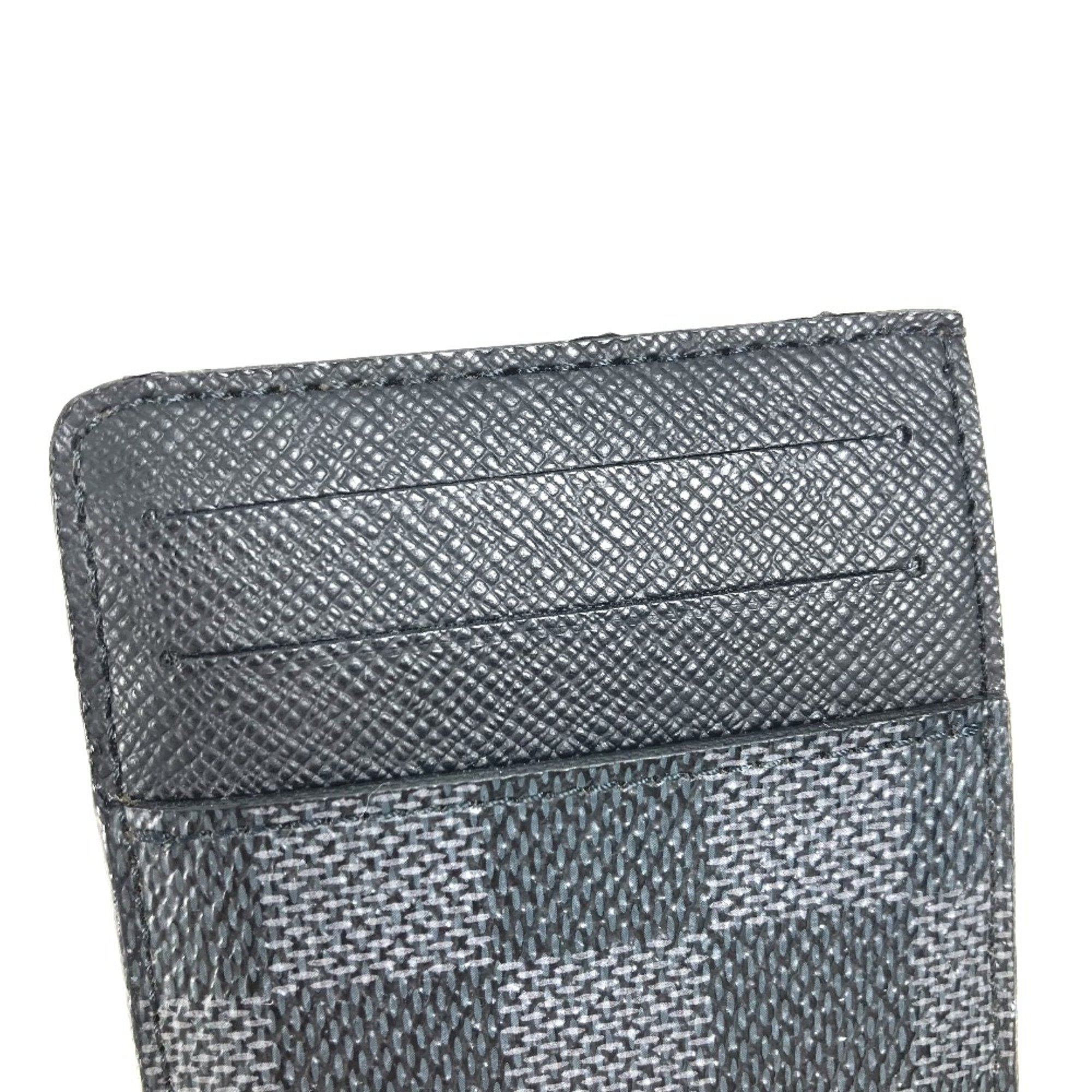 Louis Vuitton N62666 Damier Graphite Business Card Holder Pass Case Card Case Black