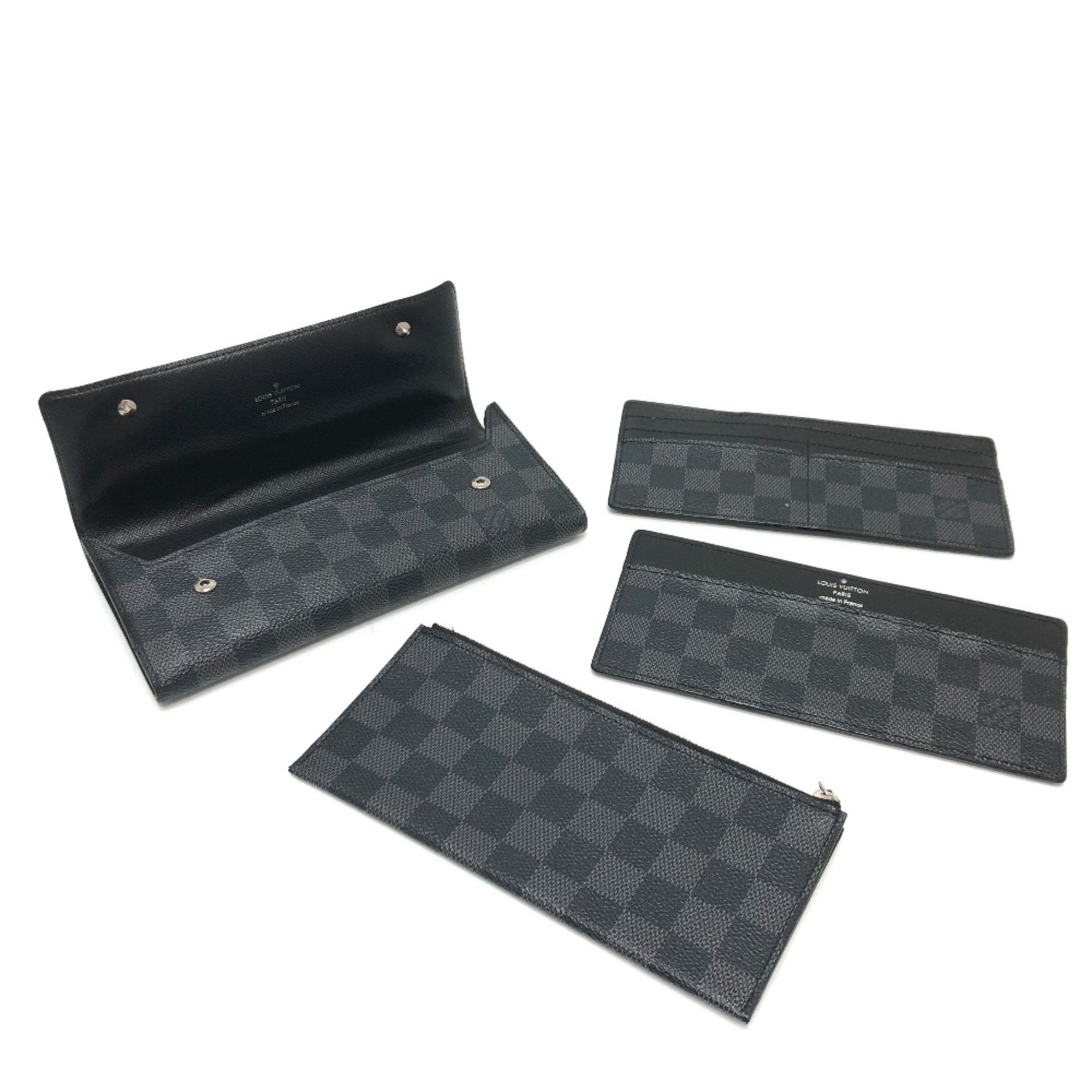 Louis Vuitton N63084 Damier Graphite Bifold Long Wallet Black SilverHardware