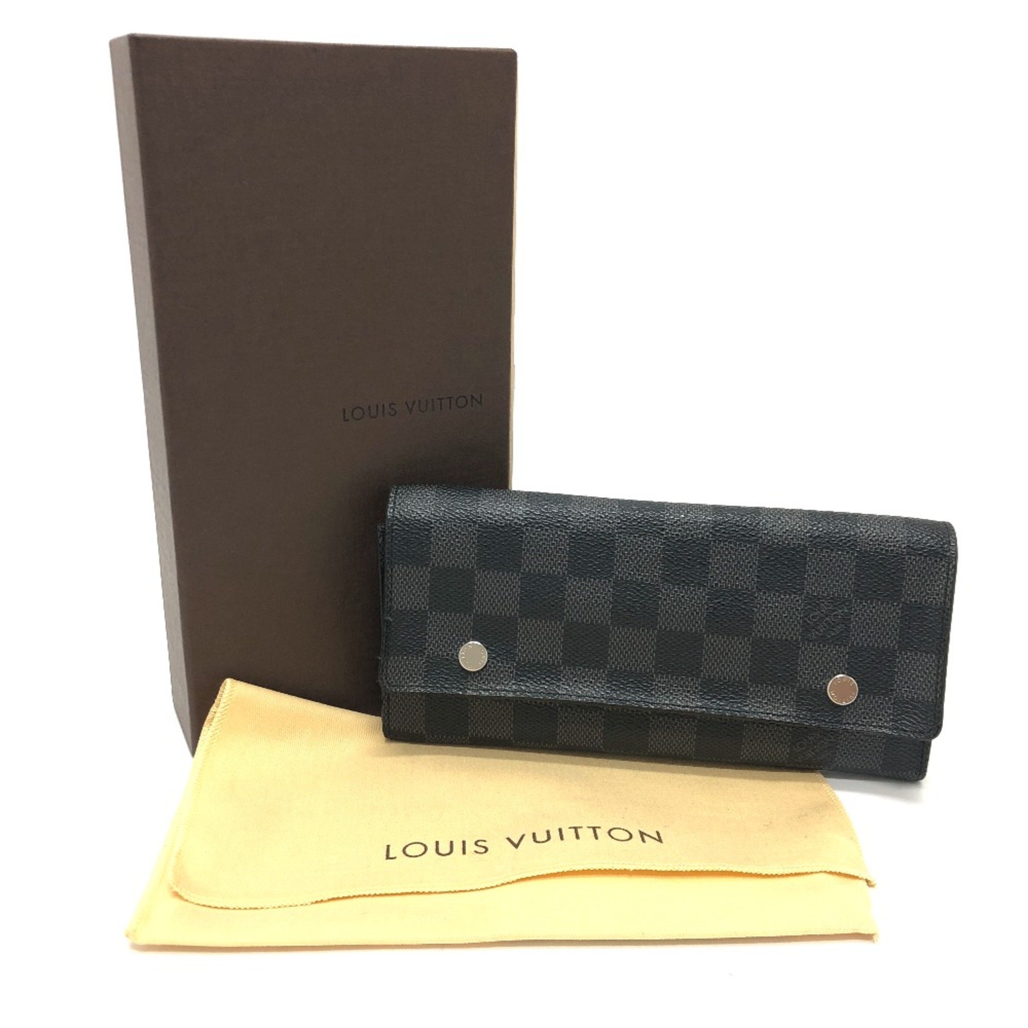 Louis Vuitton N63084 Damier Graphite Bifold Long Wallet Black SilverHardware