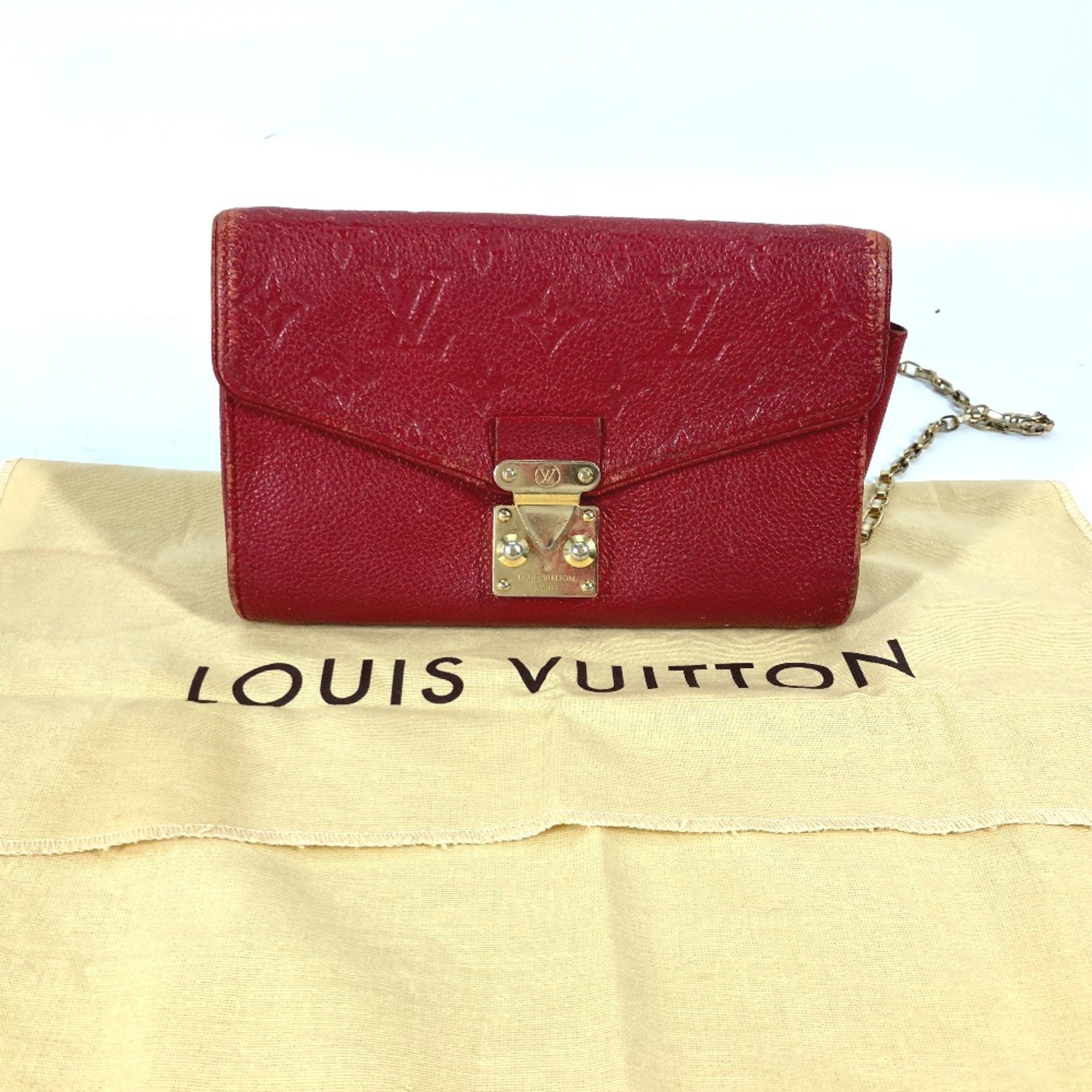 Louis Vuitton M60640 MonogramEmpreinte Chain Wallet Long Wallet Long Wallet Red