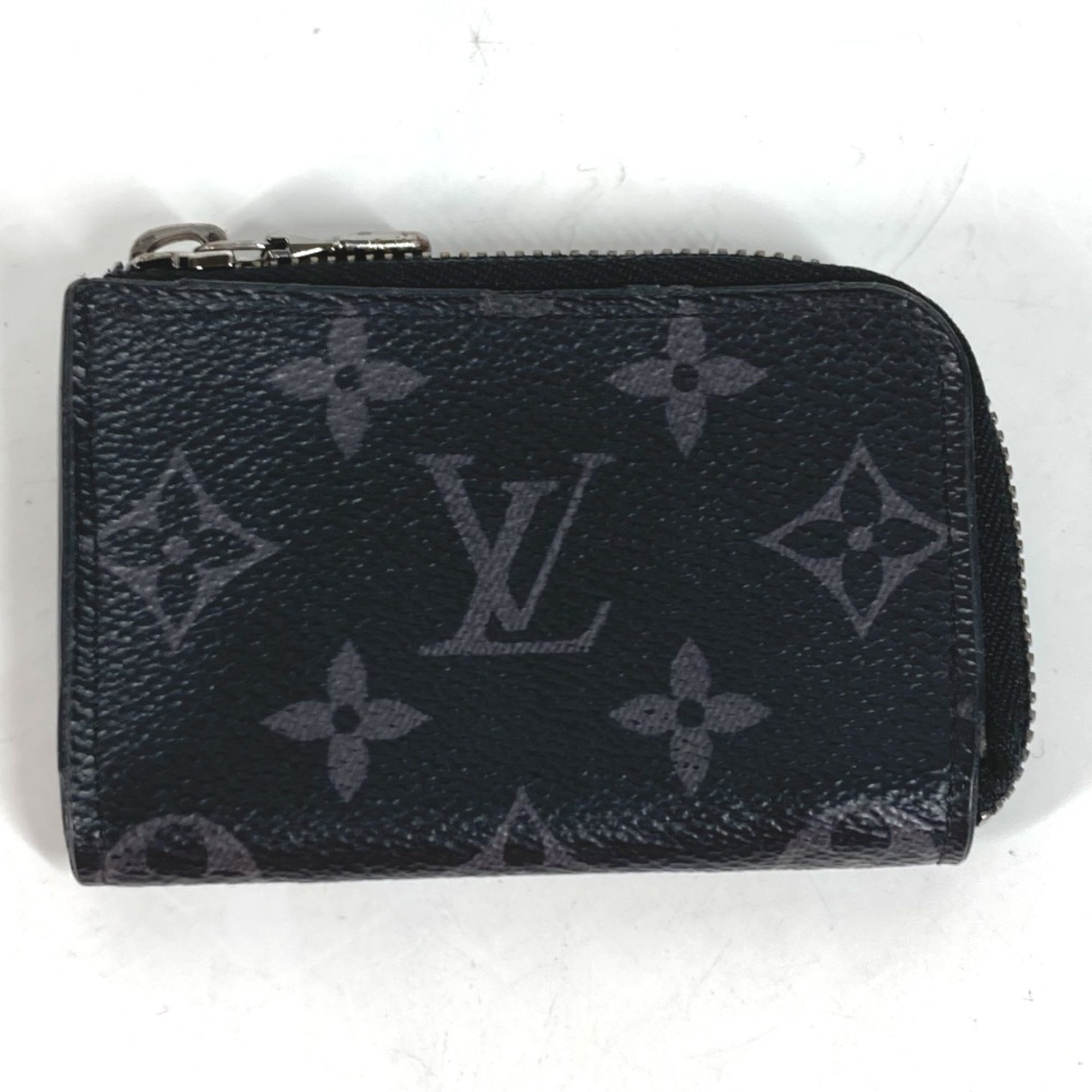 Louis Vuitton M63536 MonogramEclipse Wallet Coin Compartment L-shaped zipper coin purse Black